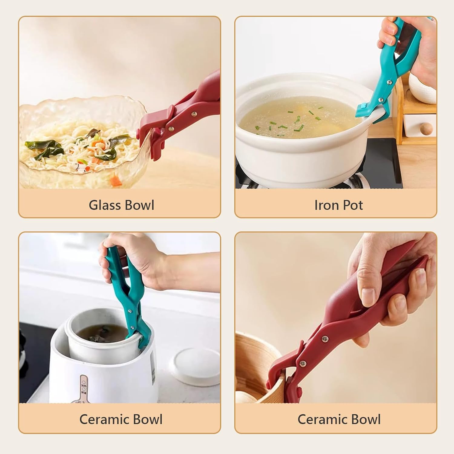 2 Pcs Hot Plate Gripper, Multi-Purpose Anti-Scald Bowl Holder Clip, Hot Bowl Holder, Pan Anti-Scalding Plate Gripper Clips Tongs Clamp for Kitchen