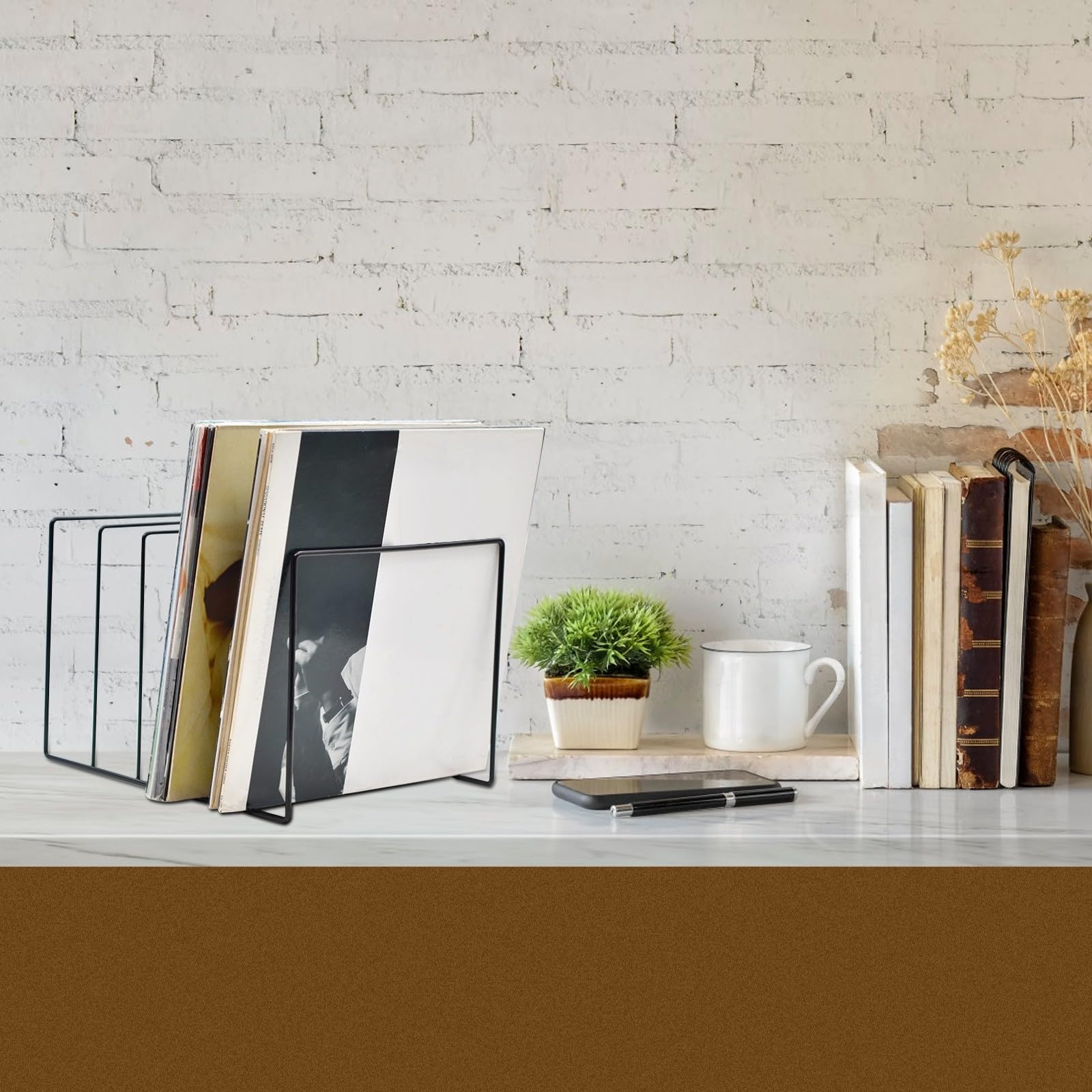 Porta Dischi in Vinile Nero in Ferro Capacità Grande, Design Moderno e Classico, Struttura Liscia e Arrotondata Facile da Pulire, per Camere e Dormitori
