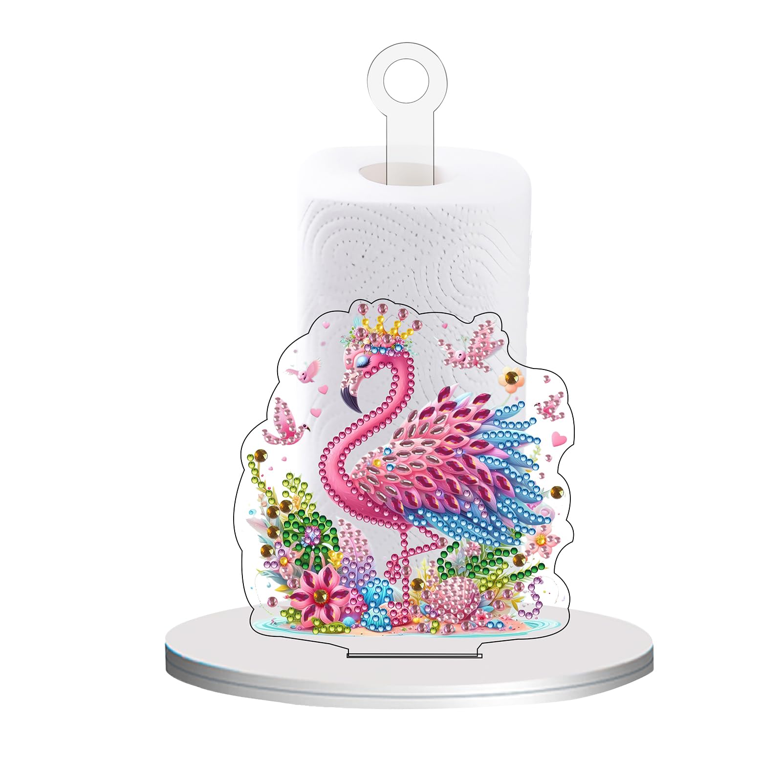 POETRYDRAW Pink Flamingo Diamond Art Tissue Holder for Home Decor