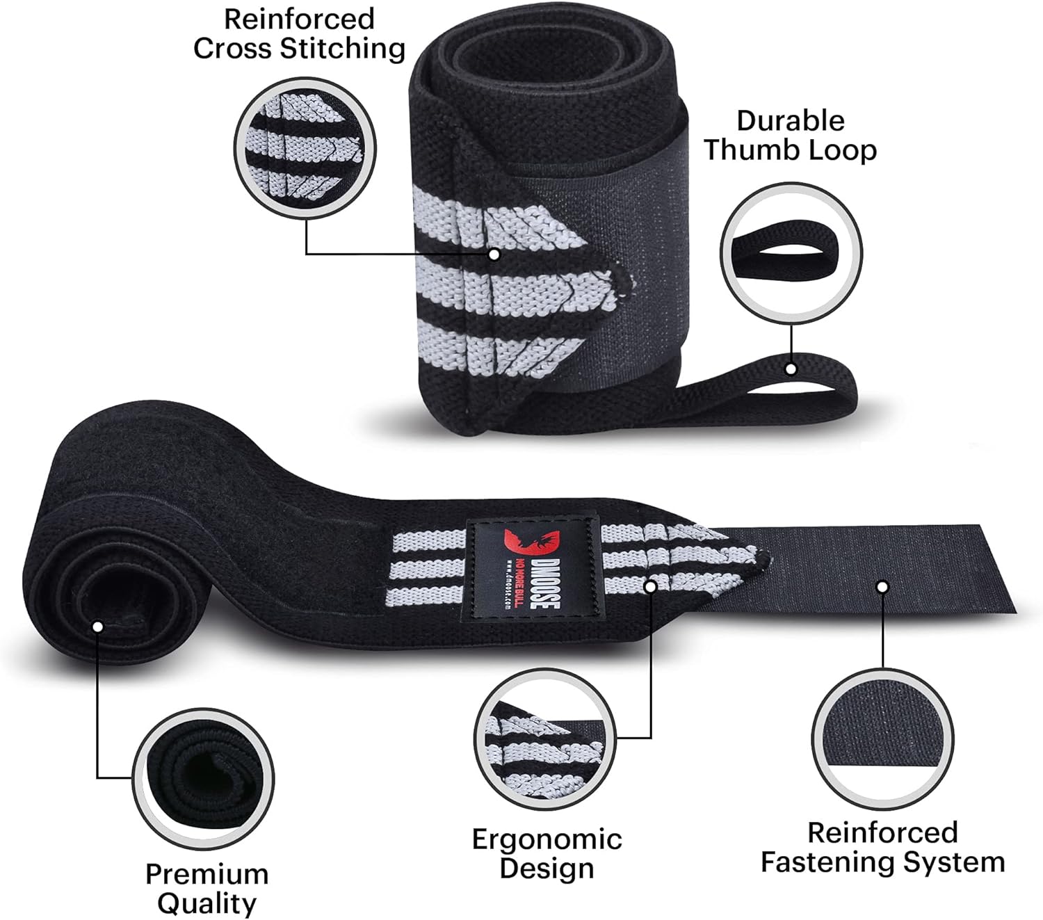 DMoose Wrist Wraps for Weightlifting 12 and 18 Inches Thumb Loops with Wrist Support for Workouts Powerlifting Wrist Straps for Weight Lifting Men and Women : Sports & Outdoors