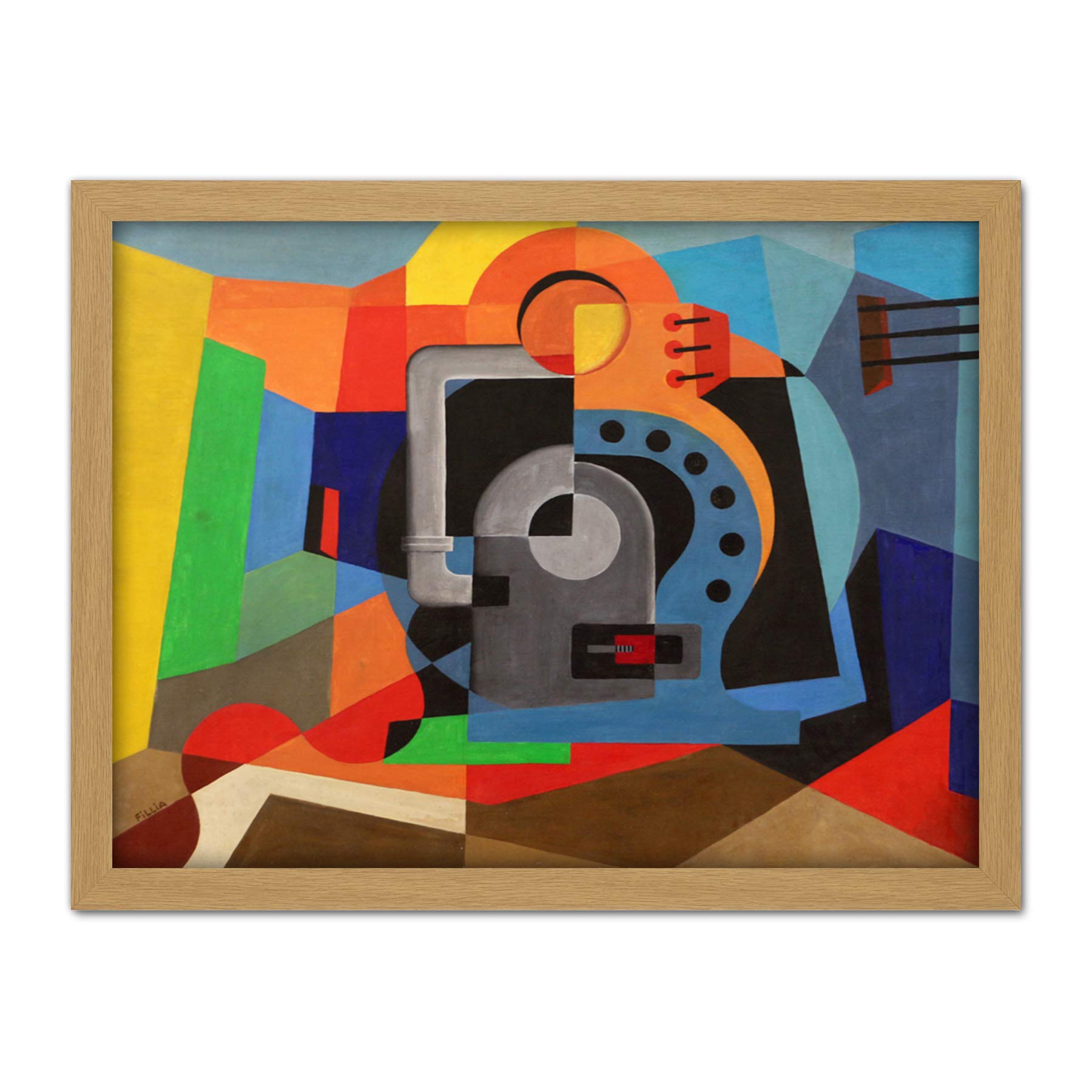 Fillia Mechanical Idol Abstract Painting Large Framed Art Print Poster Wall Decor 18x24 in
