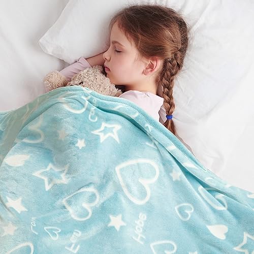 Miniatura 7 de Manta que brilla en la oscuridad, regalo de corazón y estrellas azules para niñas, manta suave de 3, 4, 5, 6, 7, 8, 9, 10 años, juguetes para niñas