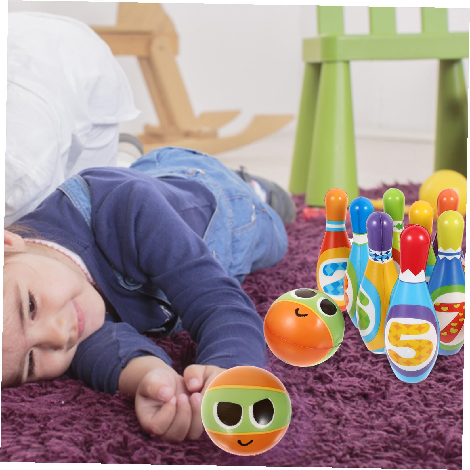 SOIMISS Gioco Bowling per Cotone PU Morbido Kit Sportivo per Indoor e Outdoor Birretti e Palline Gioco Interattivo Genitori-Figli per età