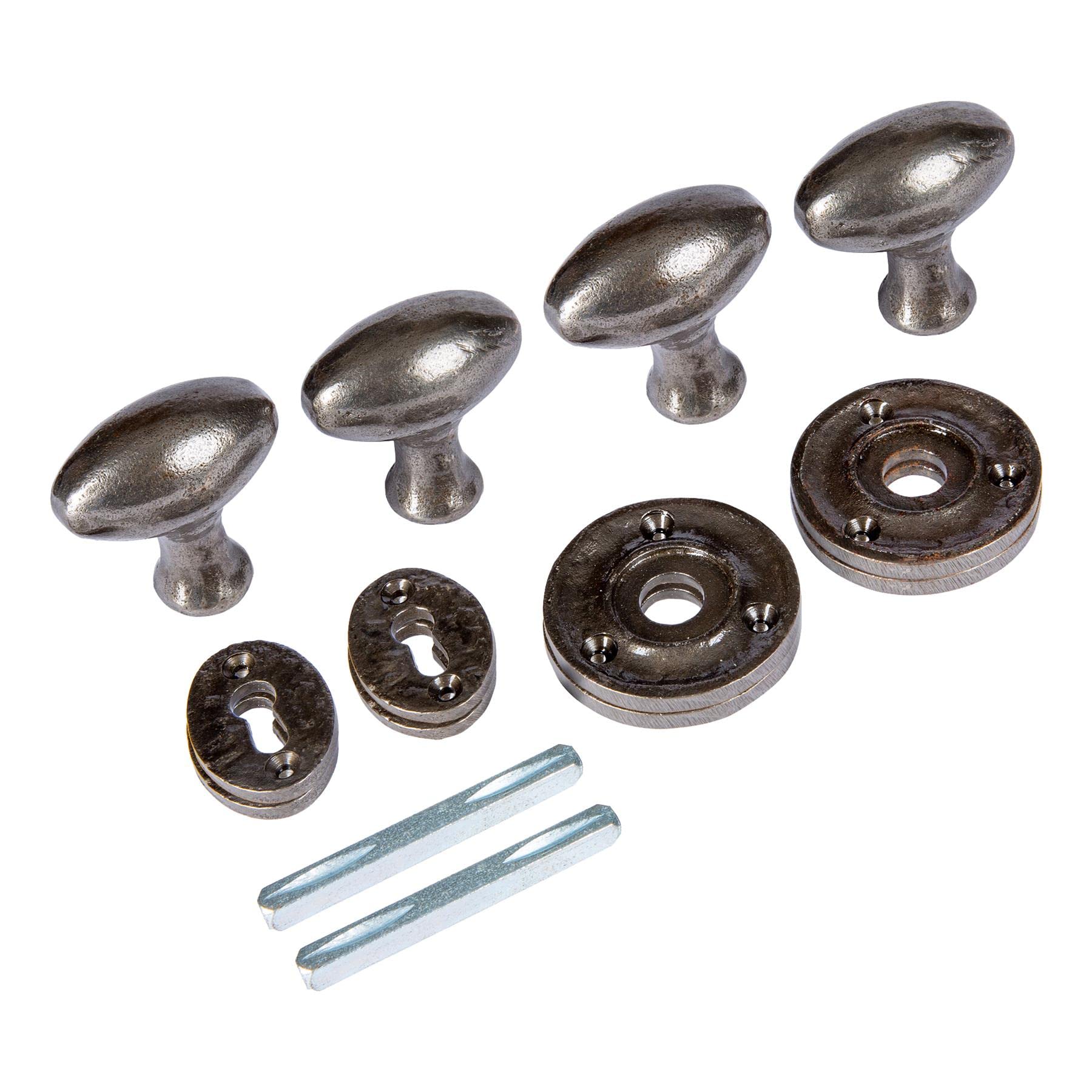 Hammer And Tongs Raw - Oval Rim & Mortice Door Knob - W60mm - Pack Of 2