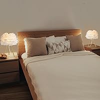 Vista 6 de Capslpad Lámpara de mesa con trípode de plumas, 15.3 pulgadas, moderna lámpara de mesa/escritorio blanca con acabado dorado para sala de estar