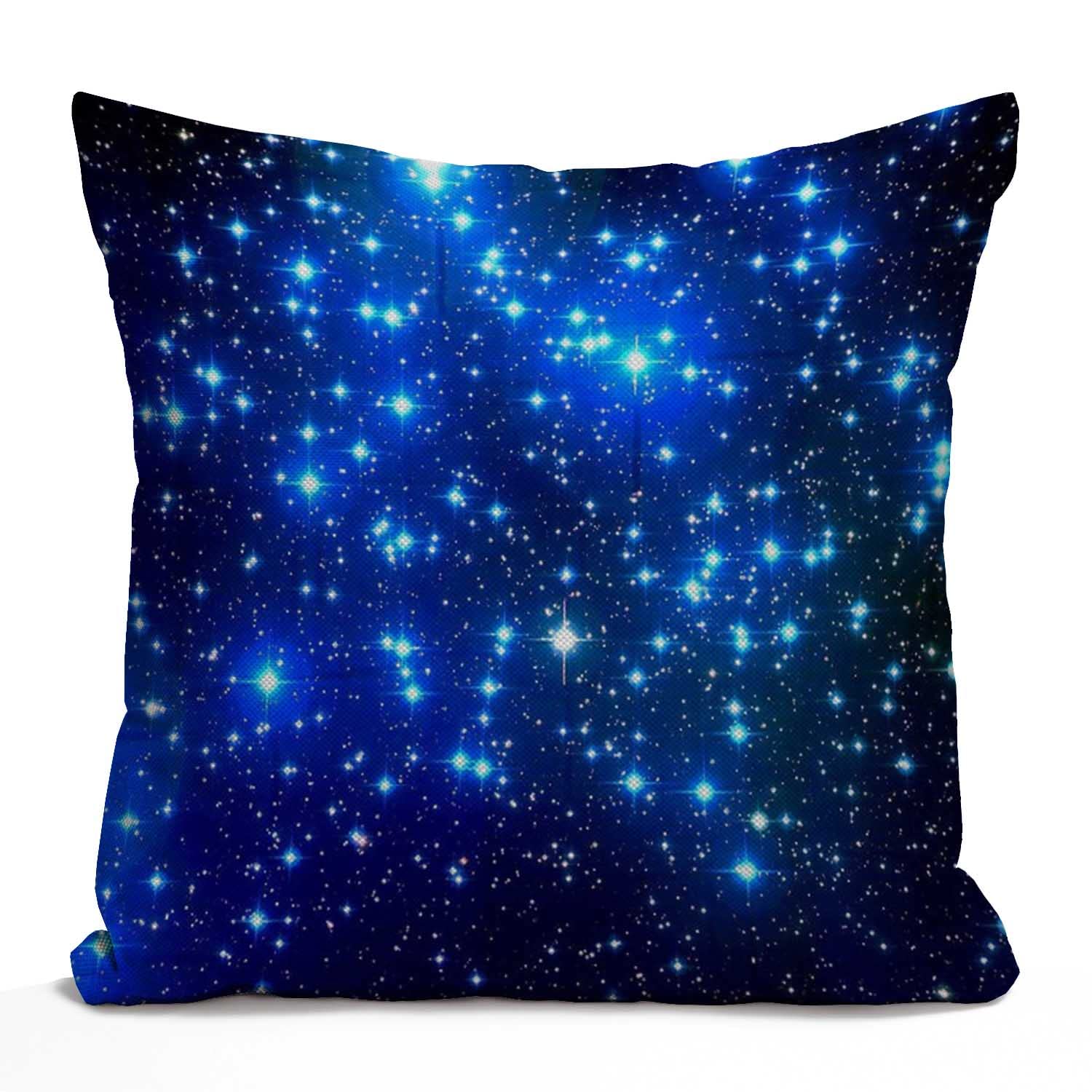 Tomda Multi067 Galaxy Blue Stars Burlap Cushion Cover Throw Pillow Case Couch Sofa Decorative Square 45X45cm 18X18 Inch
