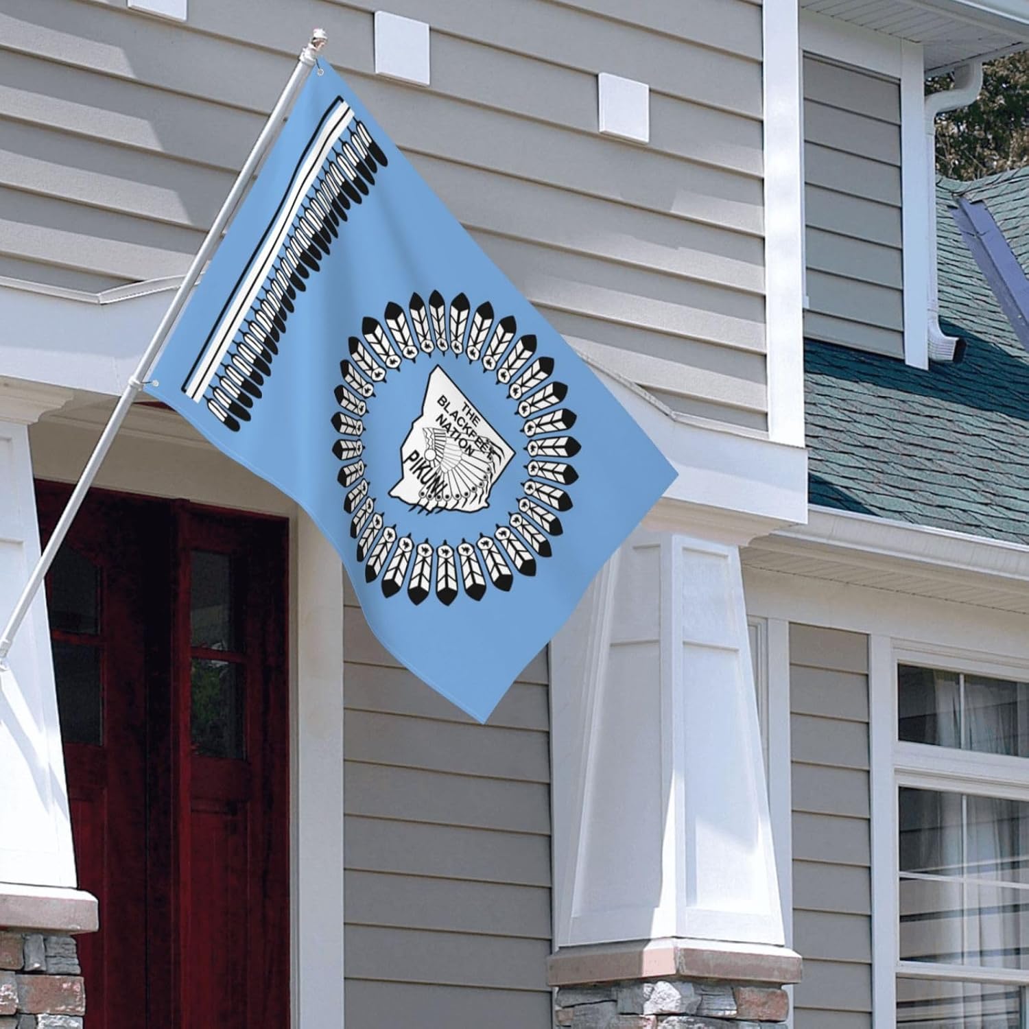 Black 4x6 Ft Blackfeet Nation Flag Heavy Duty Outdoor Decorative Banner Large Size Yard Flag