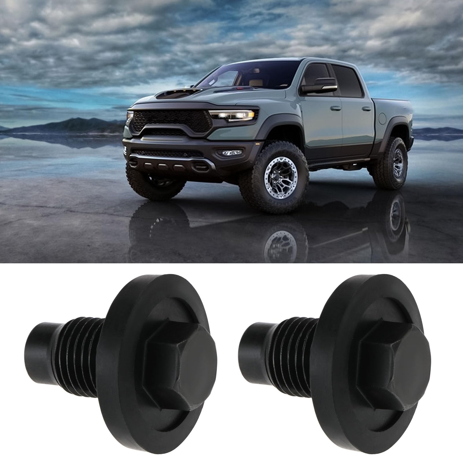 Korek spustowy oleju z uszczelką M14x1,5 kompatybilny z Dodge Ram 1500 2004-2021, kompatybilny z Jeep Grand Cherokee 2005-2021, śruba korka spustu oleju, 2 szt