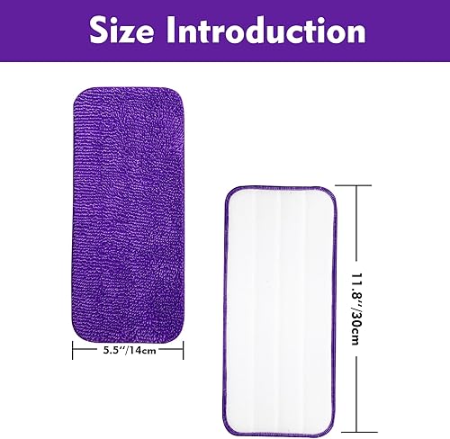 Miniatura 3 de Almohadillas de microfibra para trapeador (12 x 5.7 pulgadas, 4 unidades, morado)