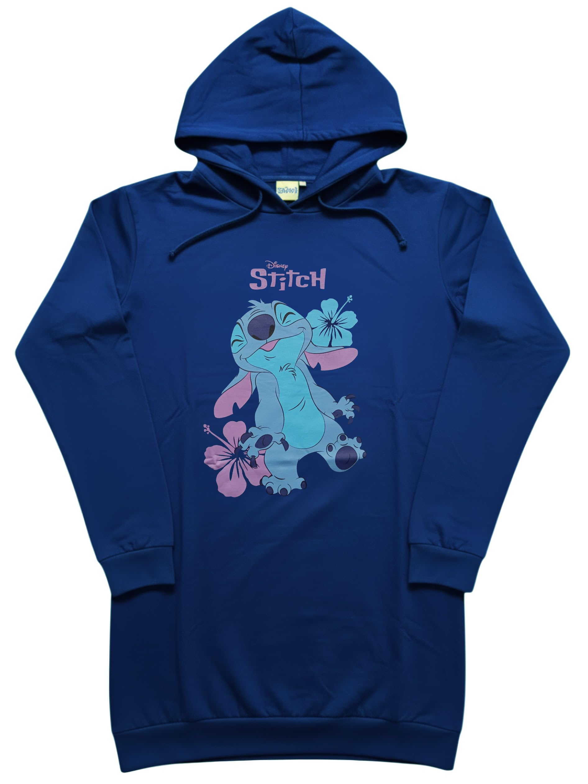 Disney Lilo & Stitch damska sukienka dresowa - oversize bluza z kapturem długa bluza z długim rękawem niebieska