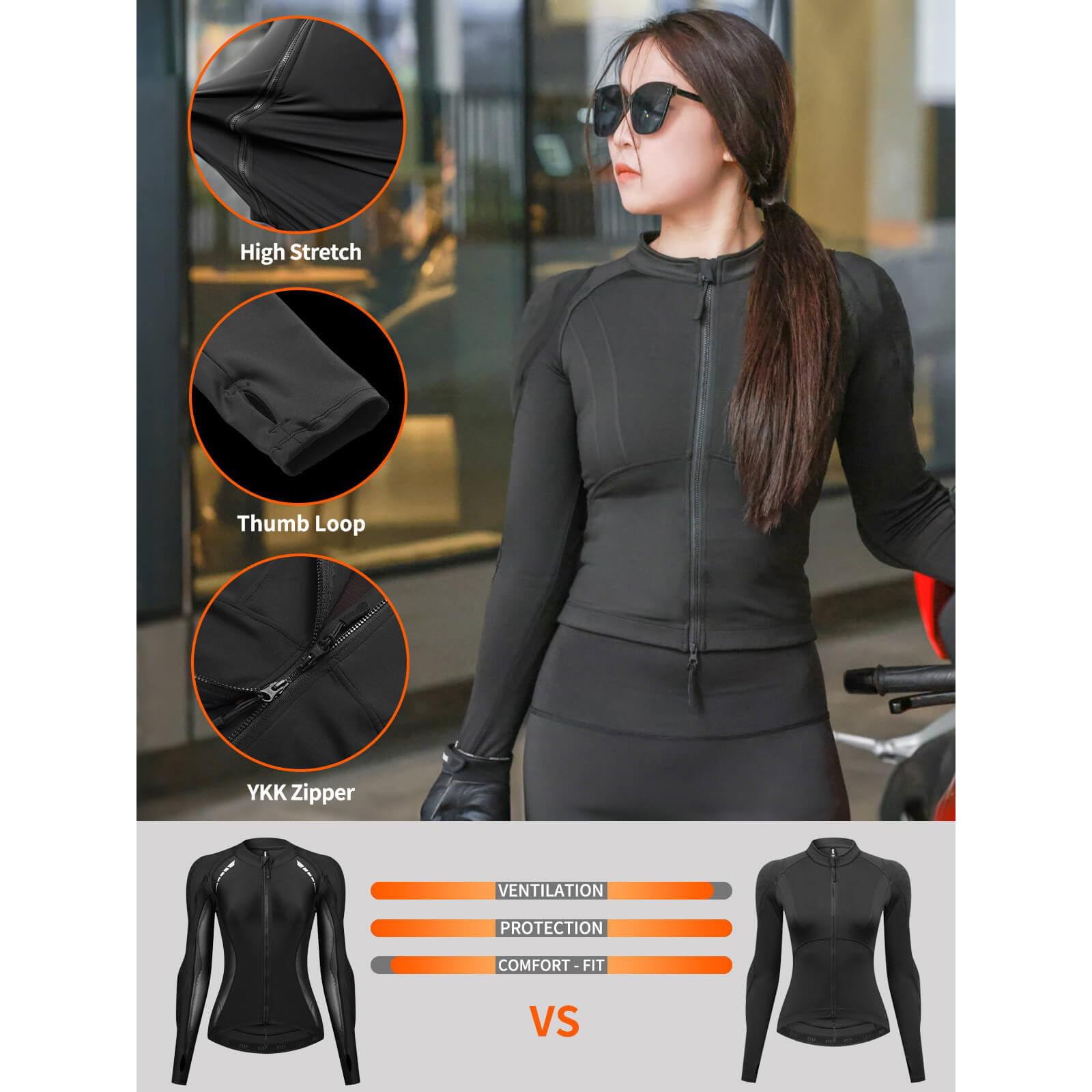 Damen-Motorradjacke aus Mesh, CE-zertifiziert, mit Protektoren, atmungsaktive Motocross-Schutzjacke, Softshell-Fahrshirt mit Protektoren, gut sichtbare Reflektoren für Straße