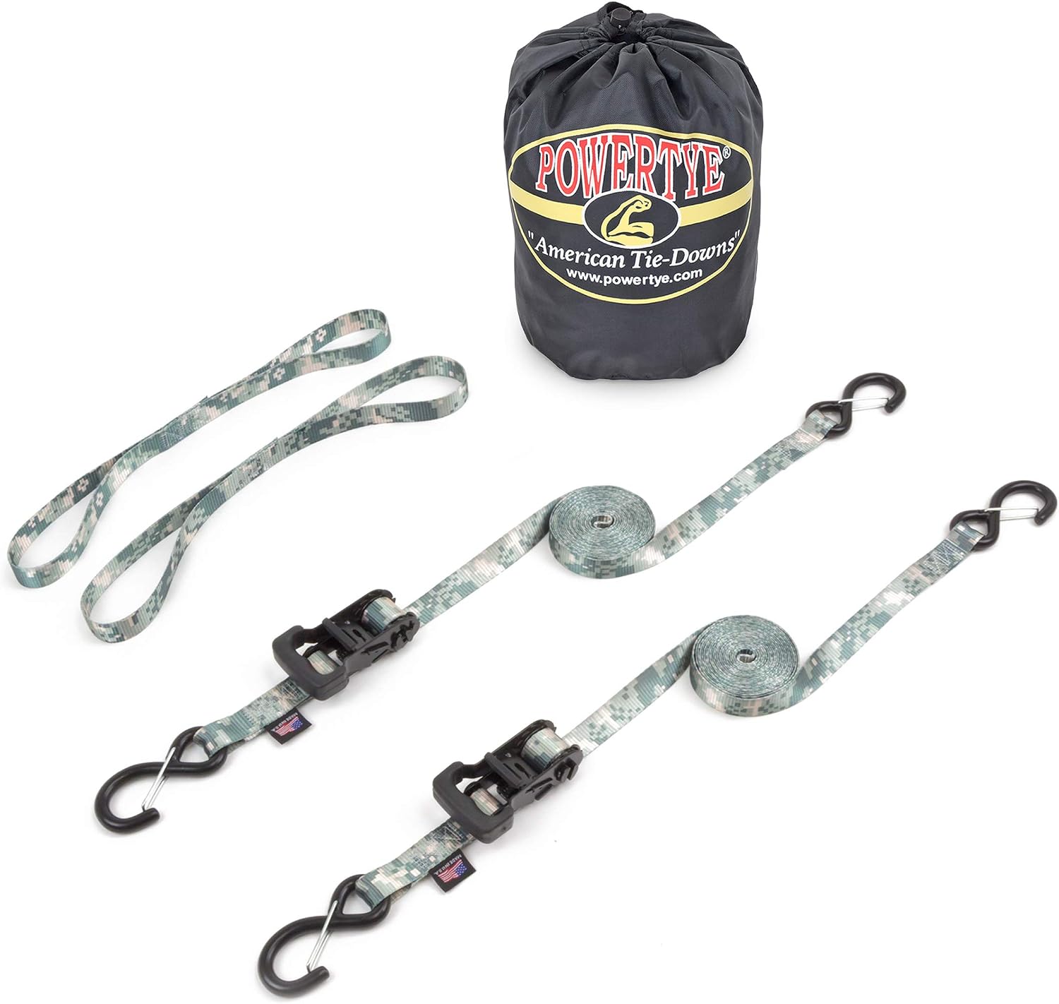 PowerTye Soft-Tyes Tie-Down Extensions - 1" X 18", 800 Lb Load Limit, Made In USA (Pair, Multiple Colors)