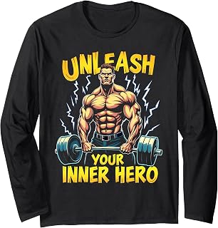 Motivational Gym Workout Fitness Super Hero Weightlifter Long Sleeve T-Shirt