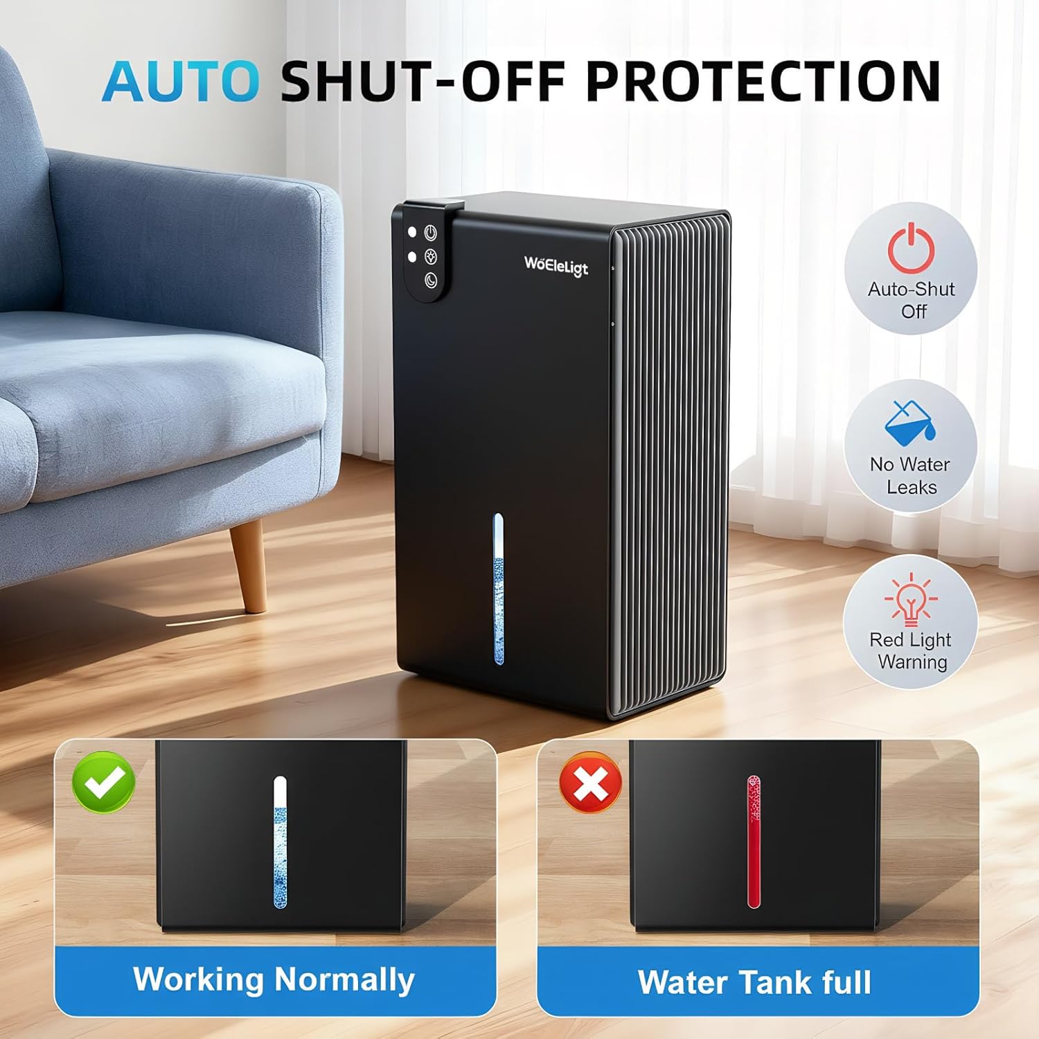 Dehumidifier for Home (85 OZ, 1000 sq ft) Small Dehumidifiers for Basement, Auto Shut-Off, Sleep Mode, 7 Color Light, Quiet Dehumidifier for Bedroom, Bathroom, Living Room with Drain Hose(Black)