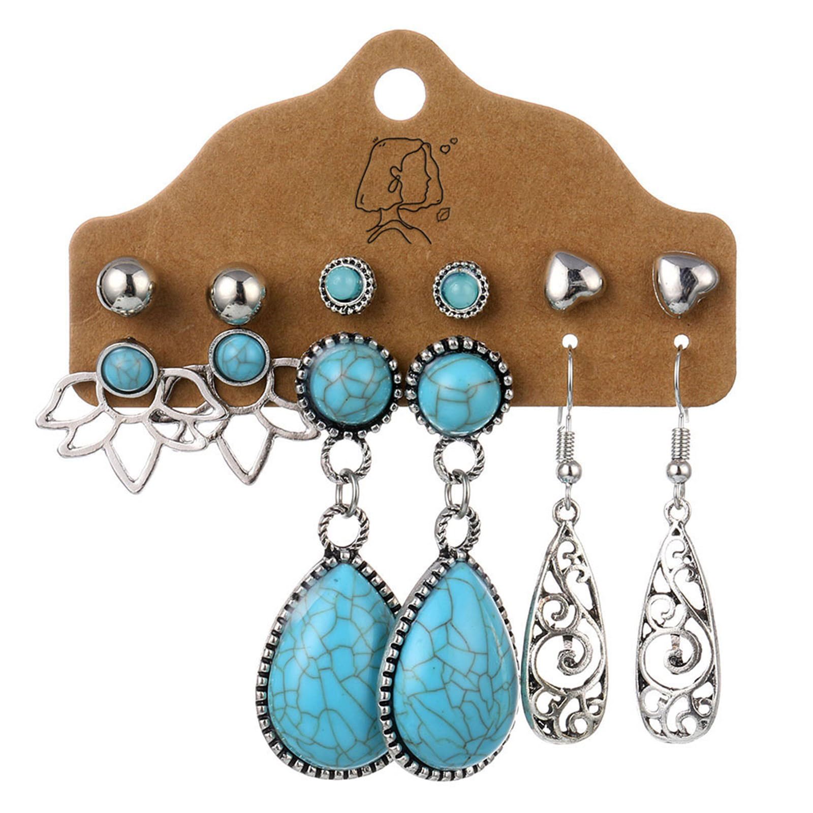 50-teiliges böhmisches türkisfarbenes Schmuckset inklusive Halskette und Armband für Modebegeisterte Türkisfarbenes Set