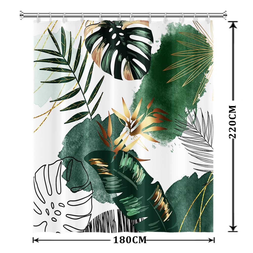 Uiiooazy Green Gold Shower Curtain - Image 2