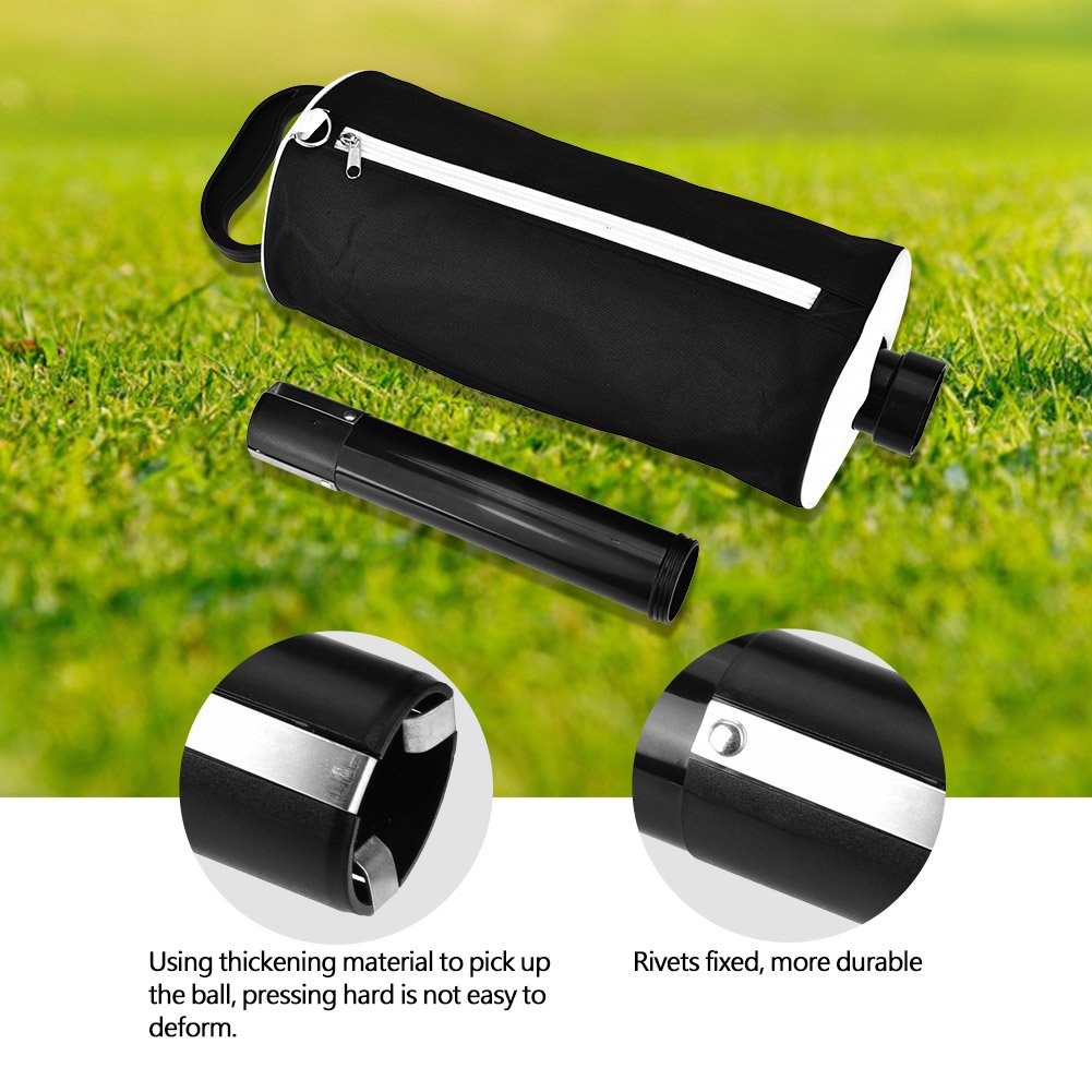QANYEGN Golfing Picker, Portable Ball Picker Pick Ups Retrievers with Detachable Tube, Pocket Storage Bag Scooping Device for Practice Training