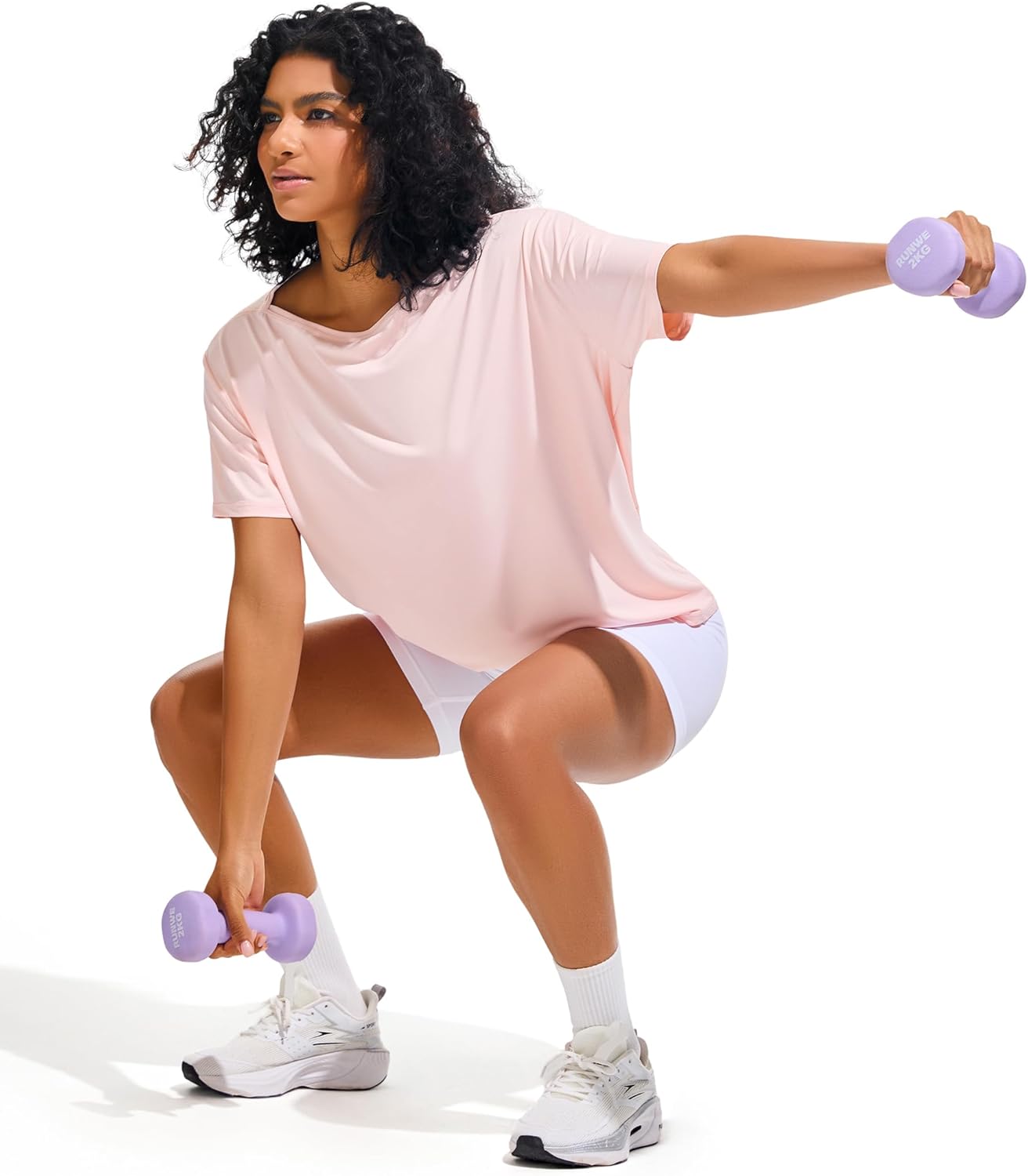 JOYSPELS Ice Silk Women's Short Sleeve Workout Shirts Quick Dry Boat Neck Loose Fit Athletic Running Tee Tops - Image 6