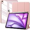 TiMOVO Case for iPad Air 11 Inch M3M2-20252024 with Pencil Holder, iPad Air 5th4th Generation Case 20222020 10.9 Inch, Slim Protective Cover with Clear Back, Auto WakeSleep, Rose GoldV1