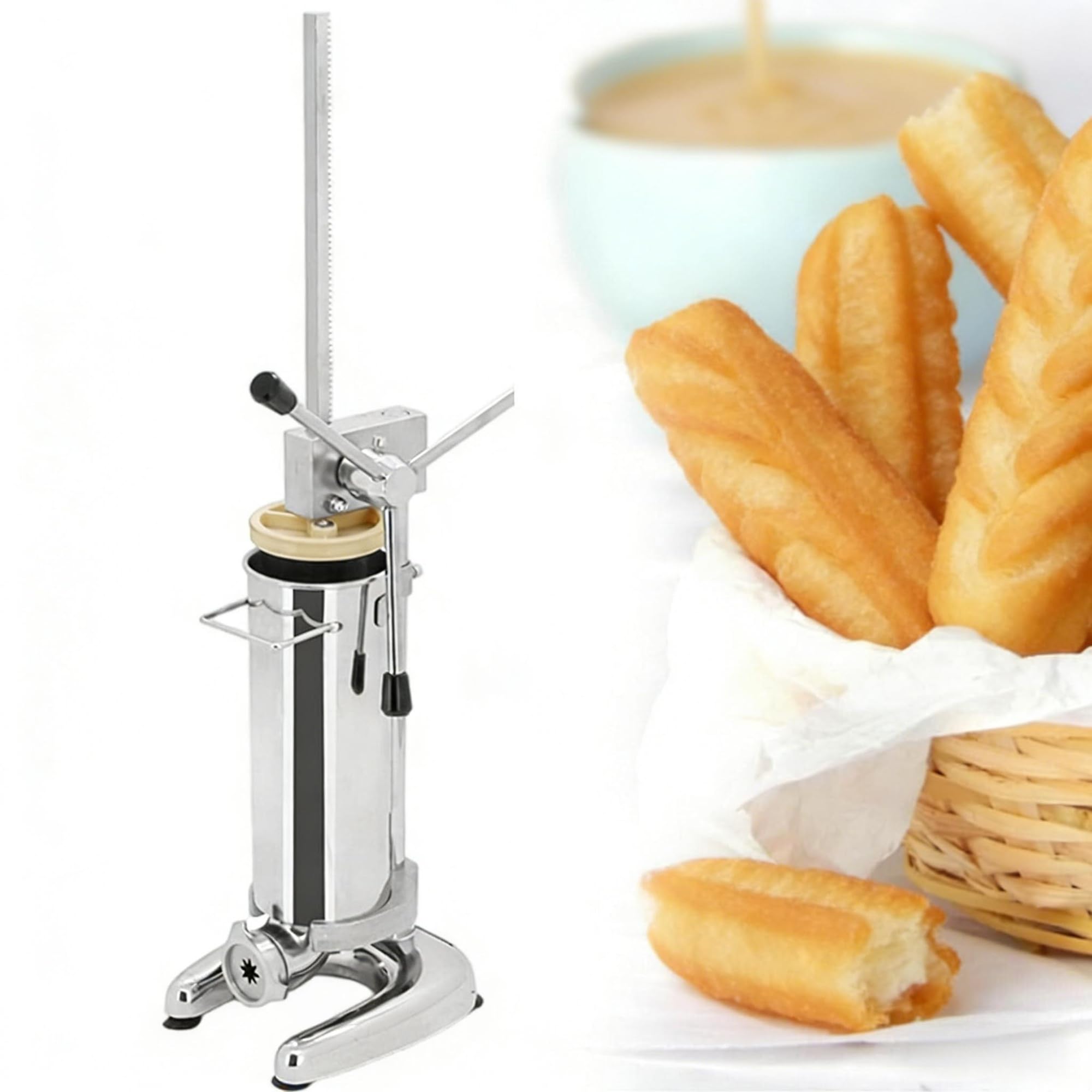 Máquina manual de rosquillas vertical de acero inoxidable con 5 moldes para restaurante, panadería, equipo de masa frita