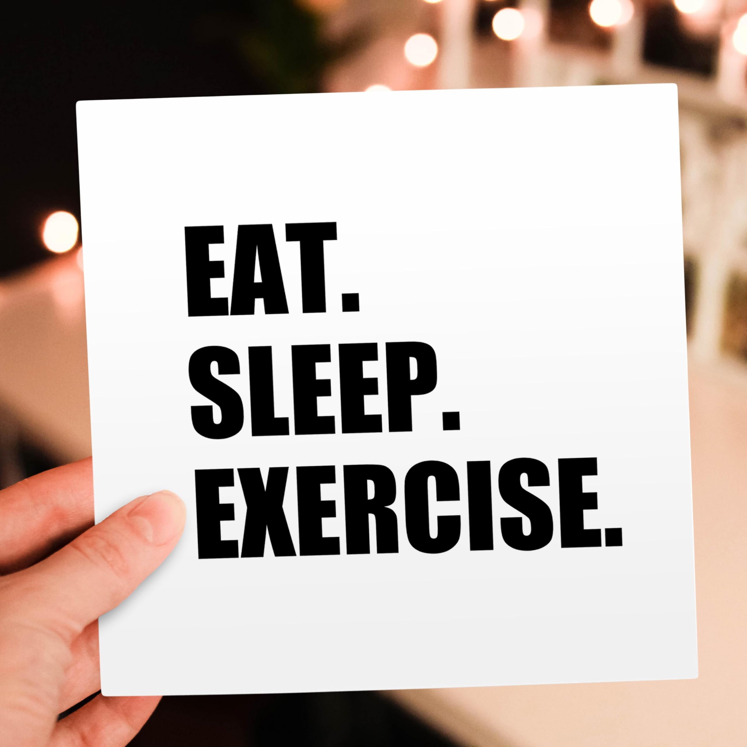 Fitness-Grußkarte Mit Hasen-Motiv – Eat Sleep Gym – 15,2 X 15,2 Cm