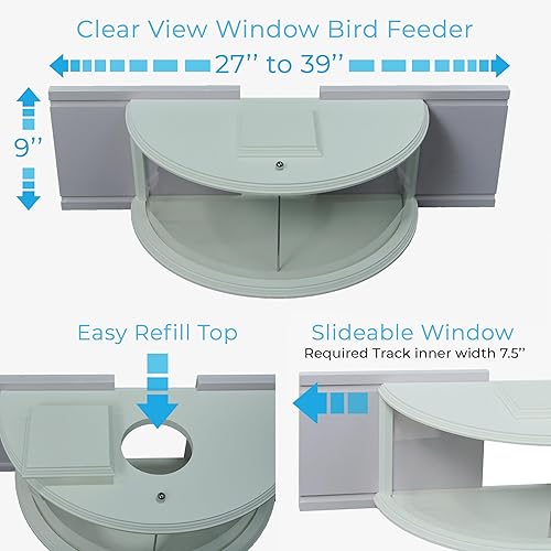Miniatura 4 de Comedero para pájaros con ventana Clear View, interior de la casa, blanco de 180, fácil de rellenar, duradero y seguro en la ventana, tapa segura de