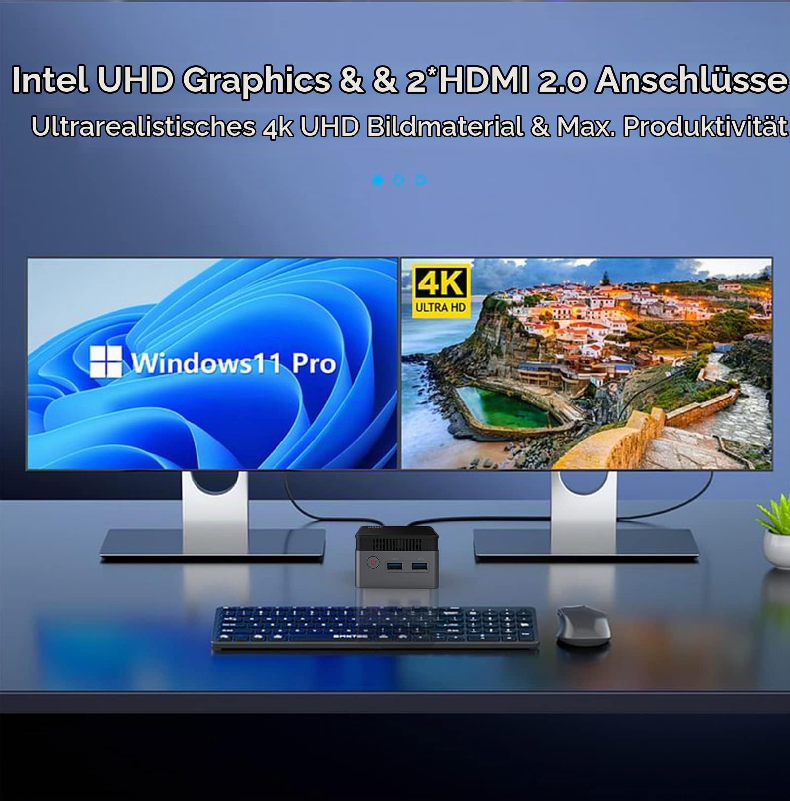 BY50M1 Windows 11 Pro Intel N5105 Mini PC, LPDDR4 8GB RAM 128GB mSATA SSD M.2 2242 Mini Desktop Computer, with Dual 4K HDMI Port, Dual WiFi5, 2.5GBE RJ45 Ethernet, BT4.2 & Cooling Fans