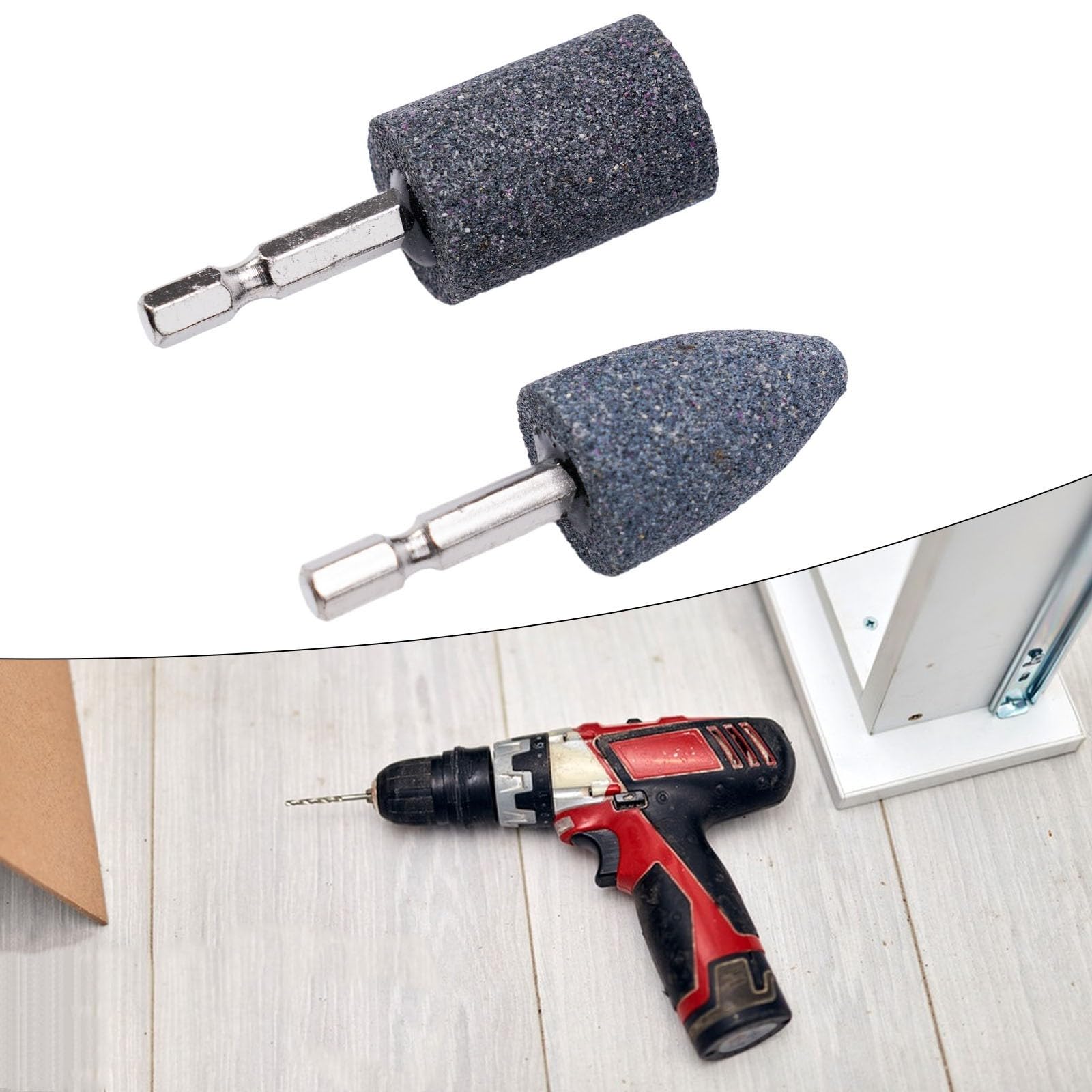 2 teste di rettifica in corindone marrone con gambo esagonale per trapano rettifica metallo, legno, ceramica, vetro e incisione e lucidatura di pietre preziose