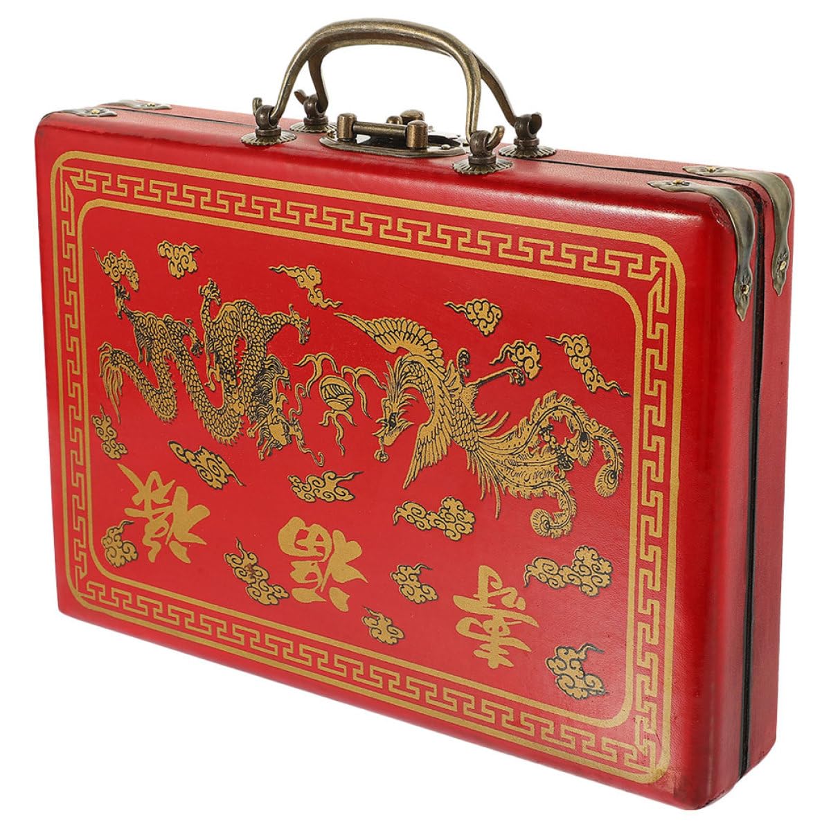 VALICLUD Caja de Almacenamiento de Madera y Pu Cierre Hermético Resistente y Ligera para Mahjong Vintage Adecuado para Viajes y Uso en Tiendas