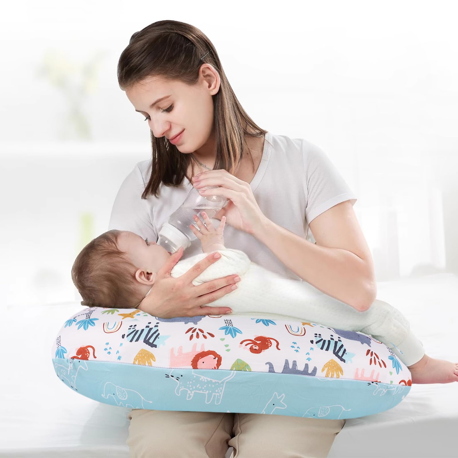 Winmany 2 Pack Feeding Pillow Cover Removable Baby Nursing Pillow Cover Breastfeeding Pillow Cover Slipcover for Boys Girls Comfortable & Breathable & Washable 22.5 x 18" (Animal+Forests) - Image 2