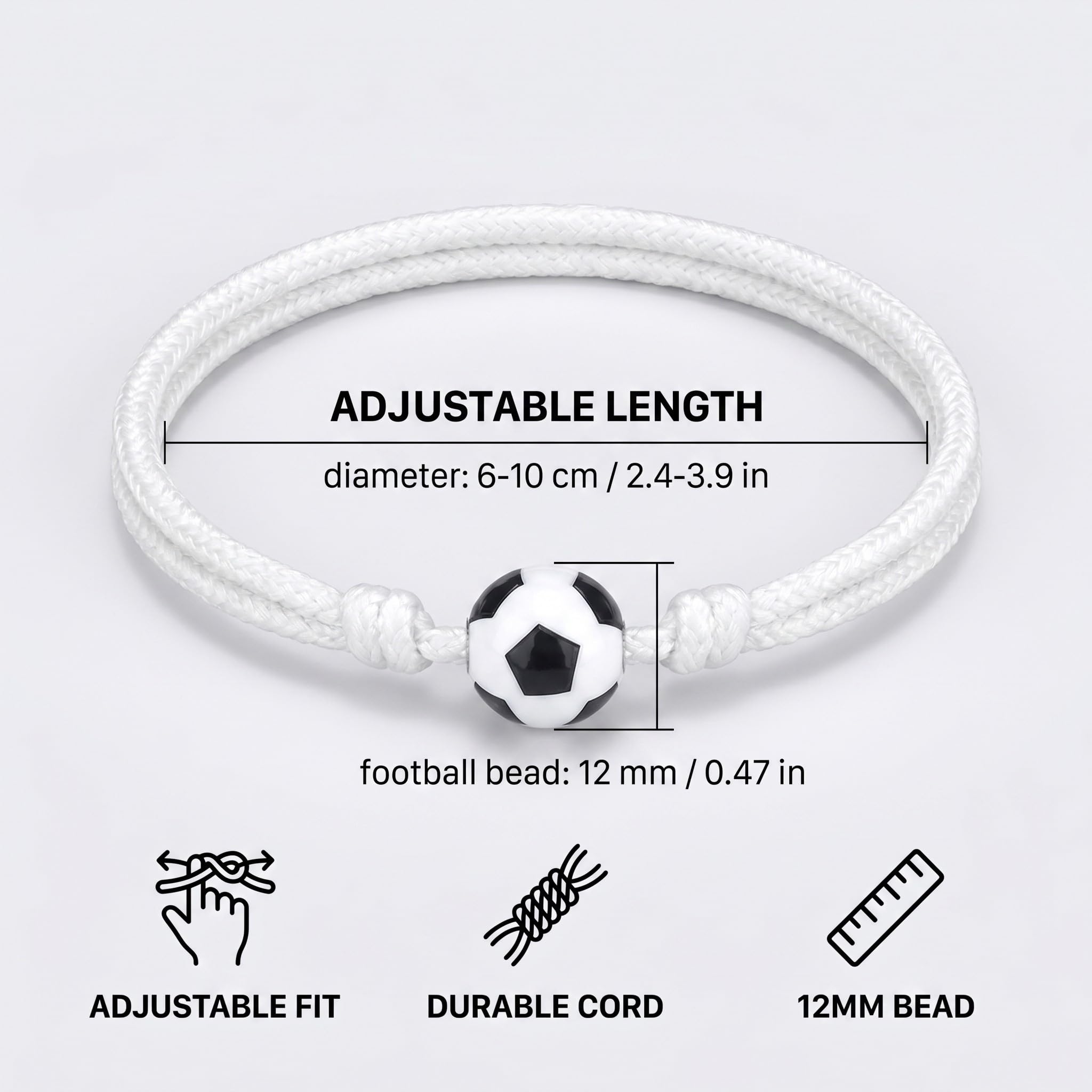 Ensemble de 15 Bracelets de Football Ajustables, Bracelets d'Amitié (3 Couleurs)