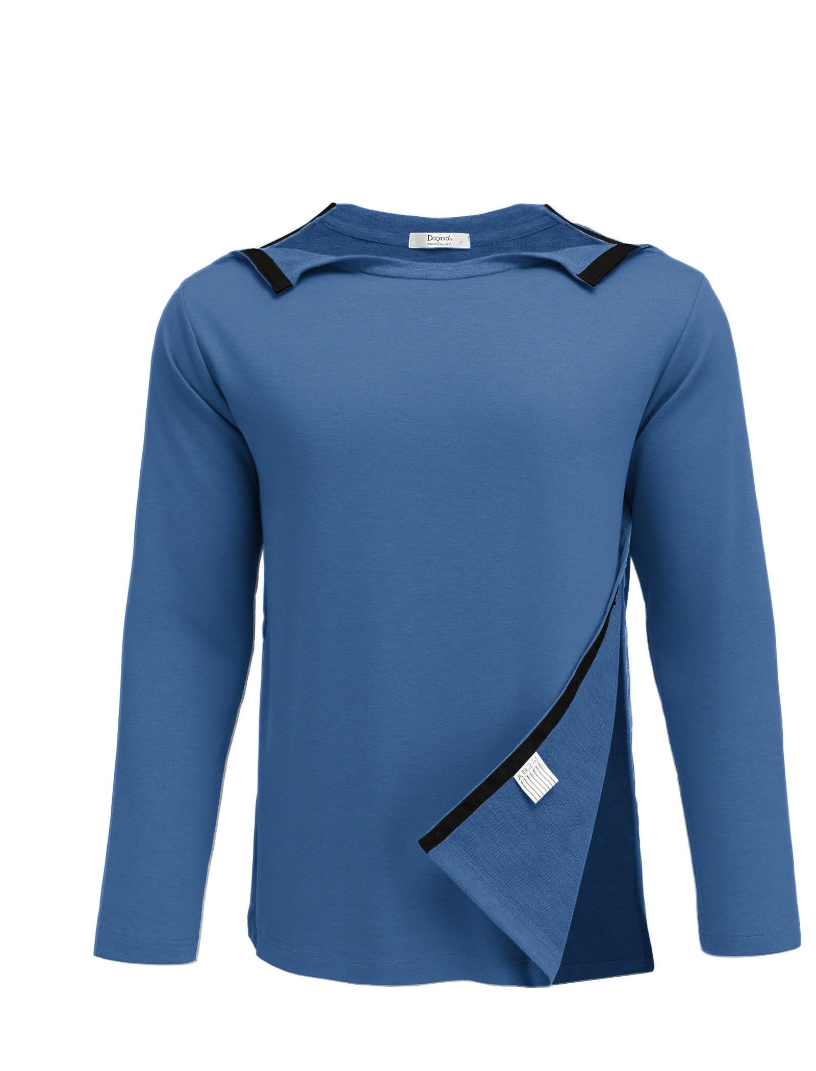 Deyeek Post Shoulder Surgery Recovery Shirts for Men Chemo Port Access Top Snap Full Tear Away Long Sleeve