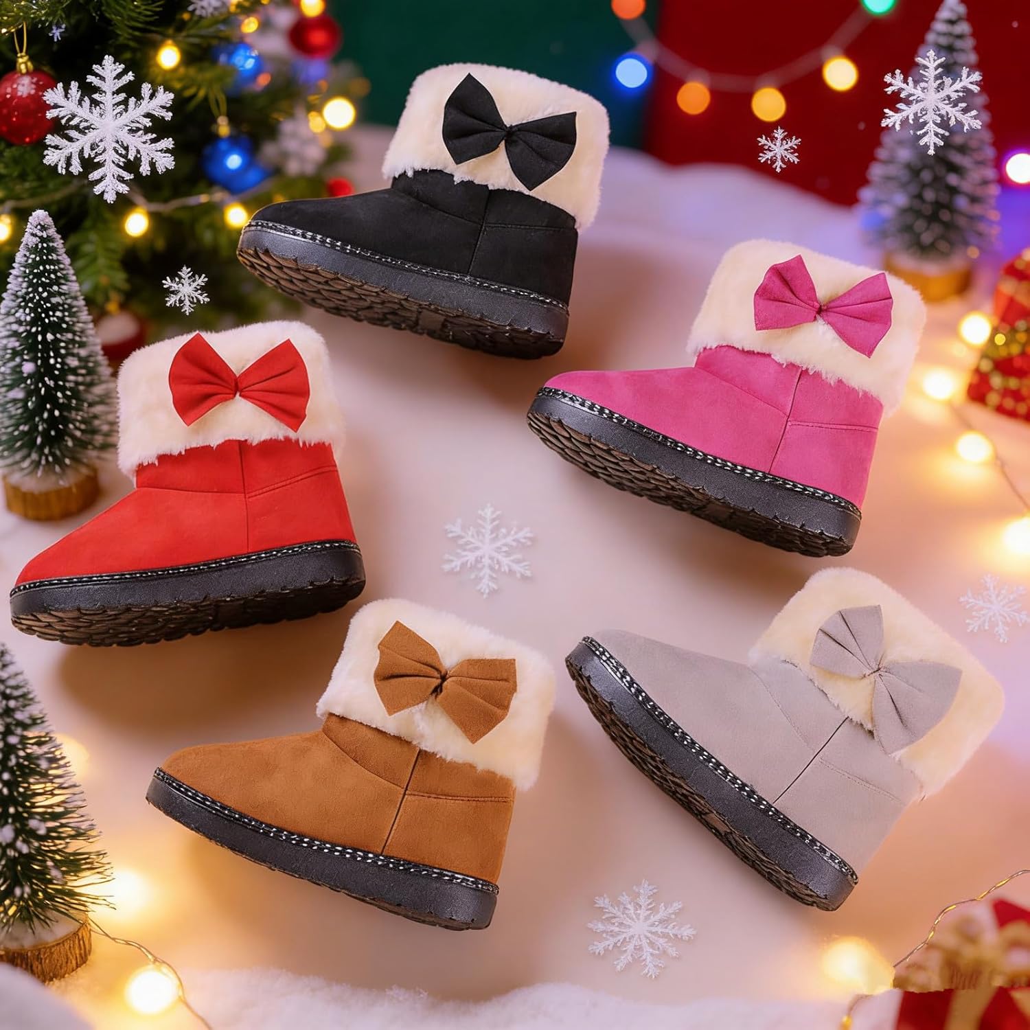 DADAWEN Baby's Girl's Toddler Fashion Cute Bowknot Fur Lining Princess Warm Snow Boots - Image 7