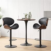 Vista 8 de Soohow Juego de 2 taburetes de bar ajustables, ergonómicos y modernos con respaldo para isla de cocina, taburete de bar de piel sintética