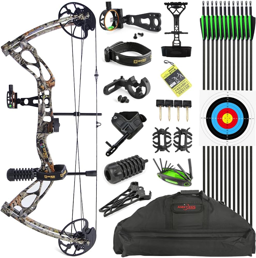 Compound Bow Archery kit for Adults and Younth Draw Weight 0-70 Lbs,IBO 310 fps,Limbs Made in USA,Suitable for Right Hand Archer