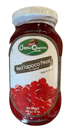 Pinoy Chow Queen Red Tapioca Pearl in Syrup, Sago, 12 oz.