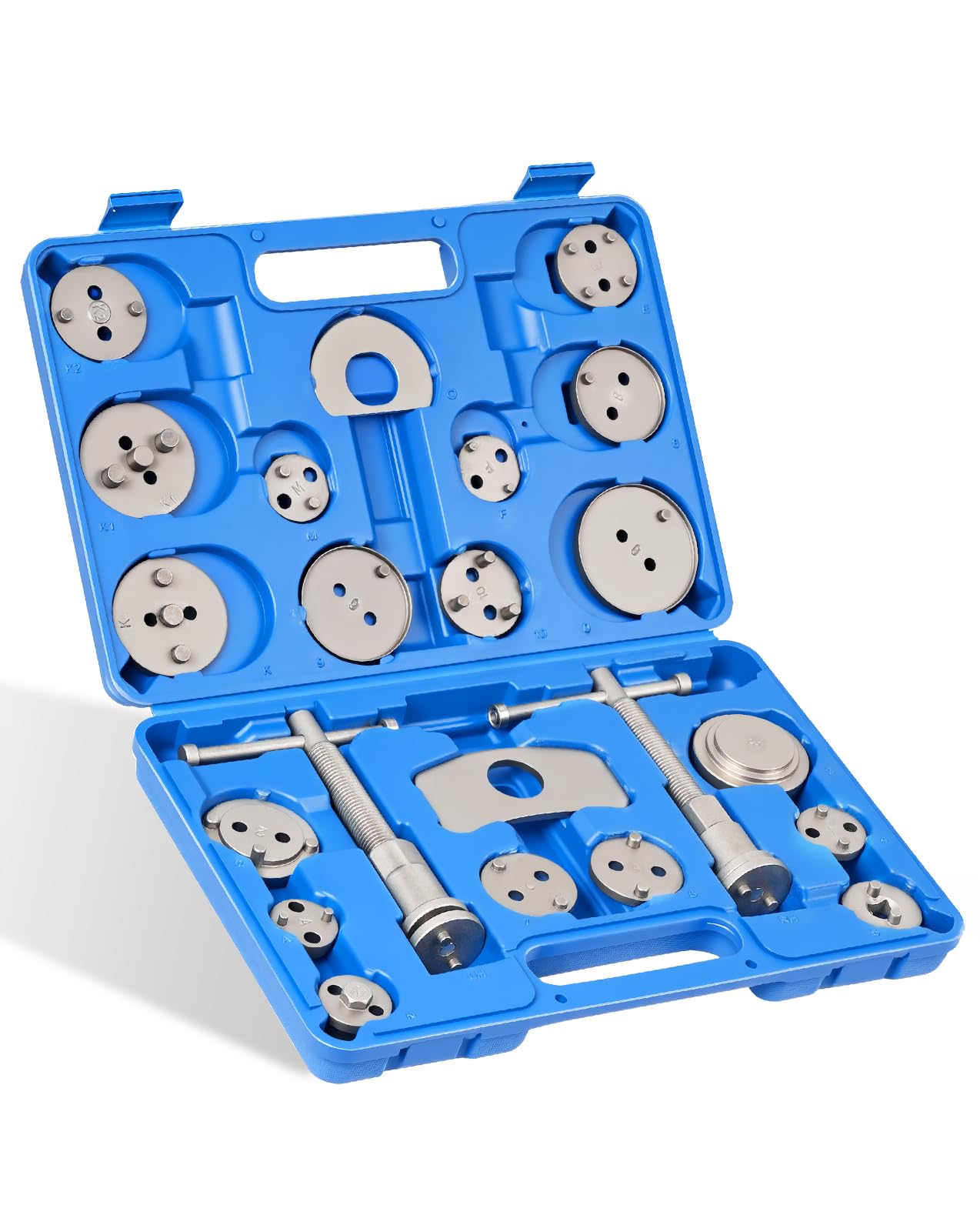 DAYUAN 22 TLG. Universal Bremskolbenrücksteller Set Bremssattel Kolben Wind Zurück Tool Kit Bremse Instandsetzung Werkzeug Bremskolben | Bremskolben Rückstellwerkzeug Set für Ford, Renault und VW usw, 18 verschiedenen Adaptern, magnetkopf, einfach zu verw