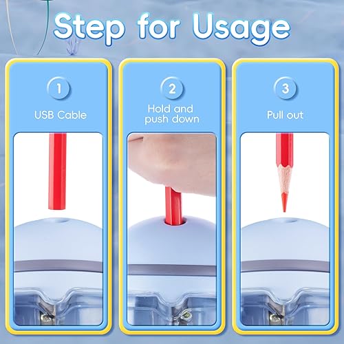 Miniatura 6 de M&G Mini sacapuntas eléctrico, sacapuntas portátil, diseño de gato, con bateríaUSB de doble potencia para lápices, niños, estudiantes, hogar, aula,