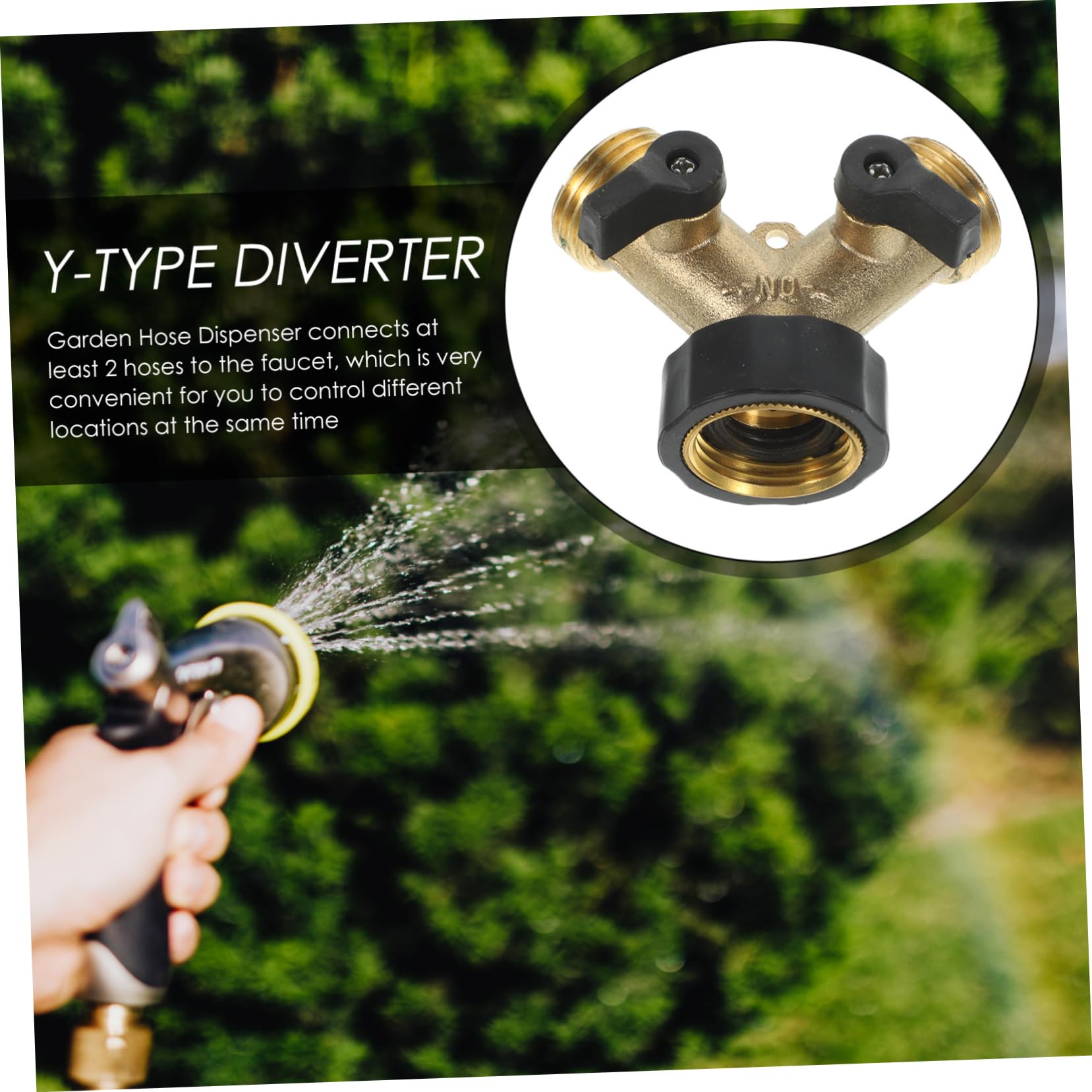 Happyyami 2pezzi Sdoppiatore y per Tubo Flessibile in Ottone Connettore da Giardino Divisore per Rubinetto Vie Adattatore per Tubo Flessibile Senza Strumenti Accessorio per Impianto Idrico c
