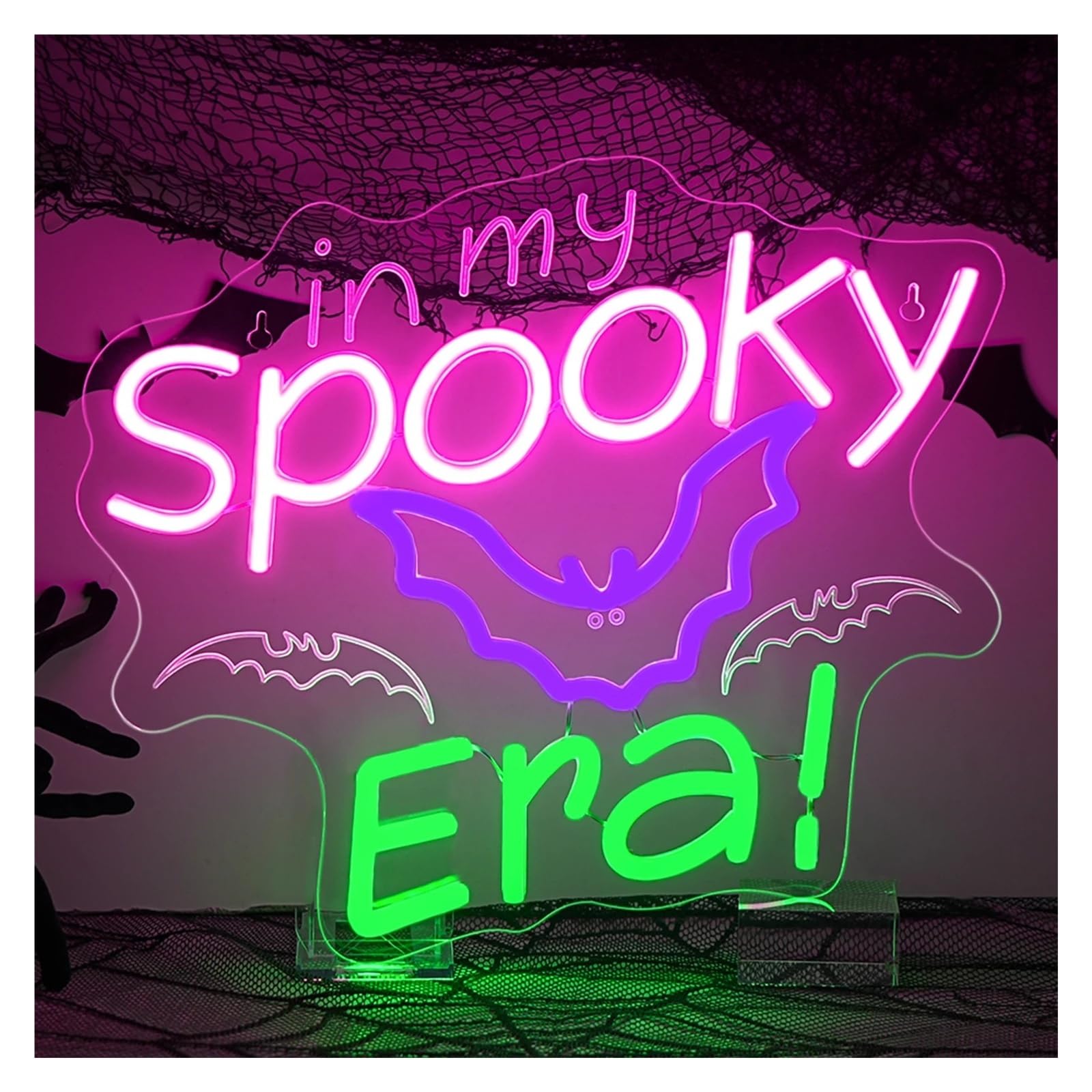 Hängende Kunst-Leuchtreklamen In My Spooky Era Neonschild, Halloween, dimmbare Wanddekoration für Schlafzimmer, Männerhöhle, Zuhause, Geburtsparty 13.7×12.2in