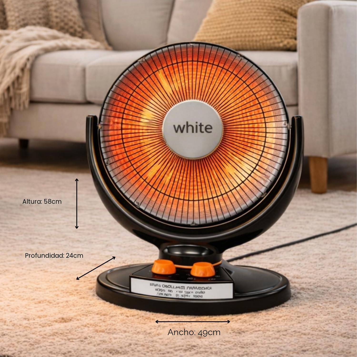 White - estufa de carbono con poste extensible de alta eficiencia energética y estructura de parábola de alto calor con filamento de carbono y base sólida (Au sol)