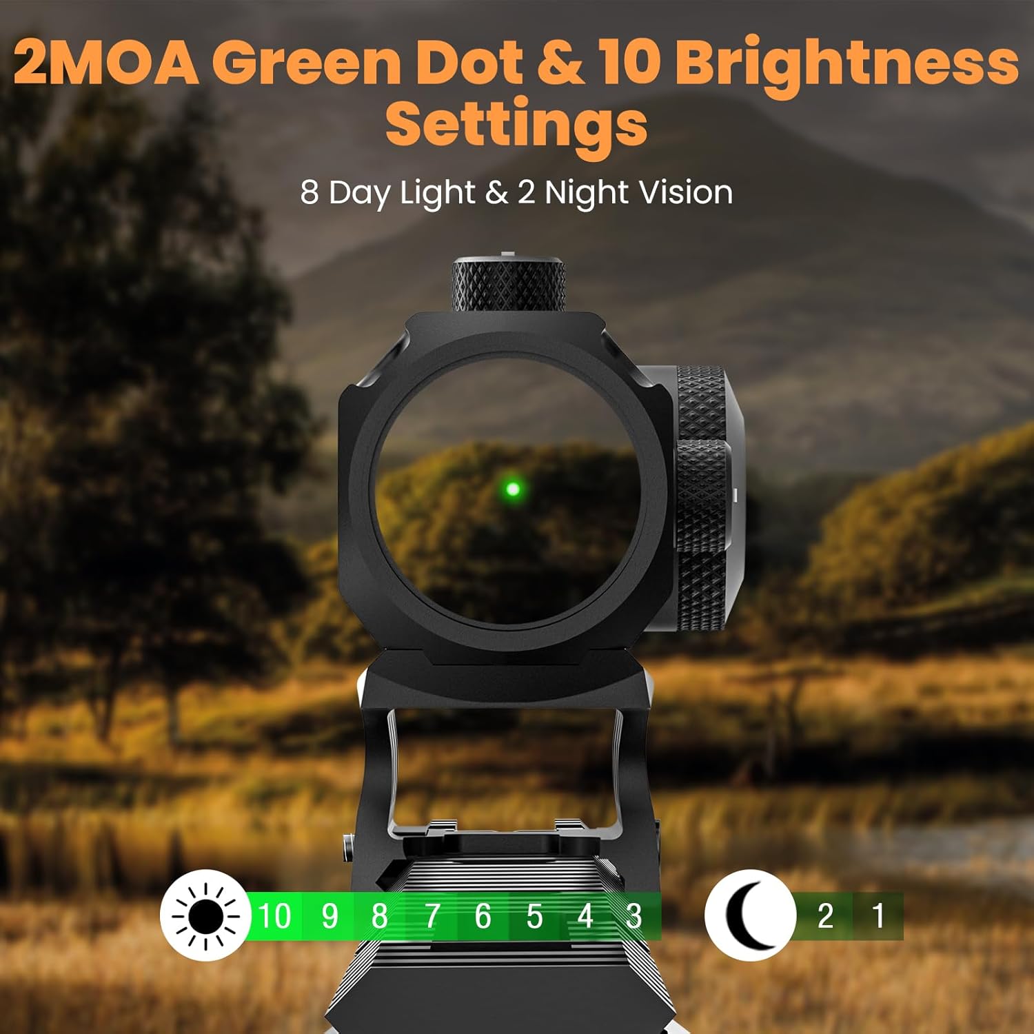 Red/Green Dot Sight Motion Awake 2MOA Red Dot IPX7 Waterproof 1000G Shockproof Compact Optics Scope 10 Brightness with Co-Witness Riser and Low-Profile Mount Rifle Scope for 20mm Rail Mount