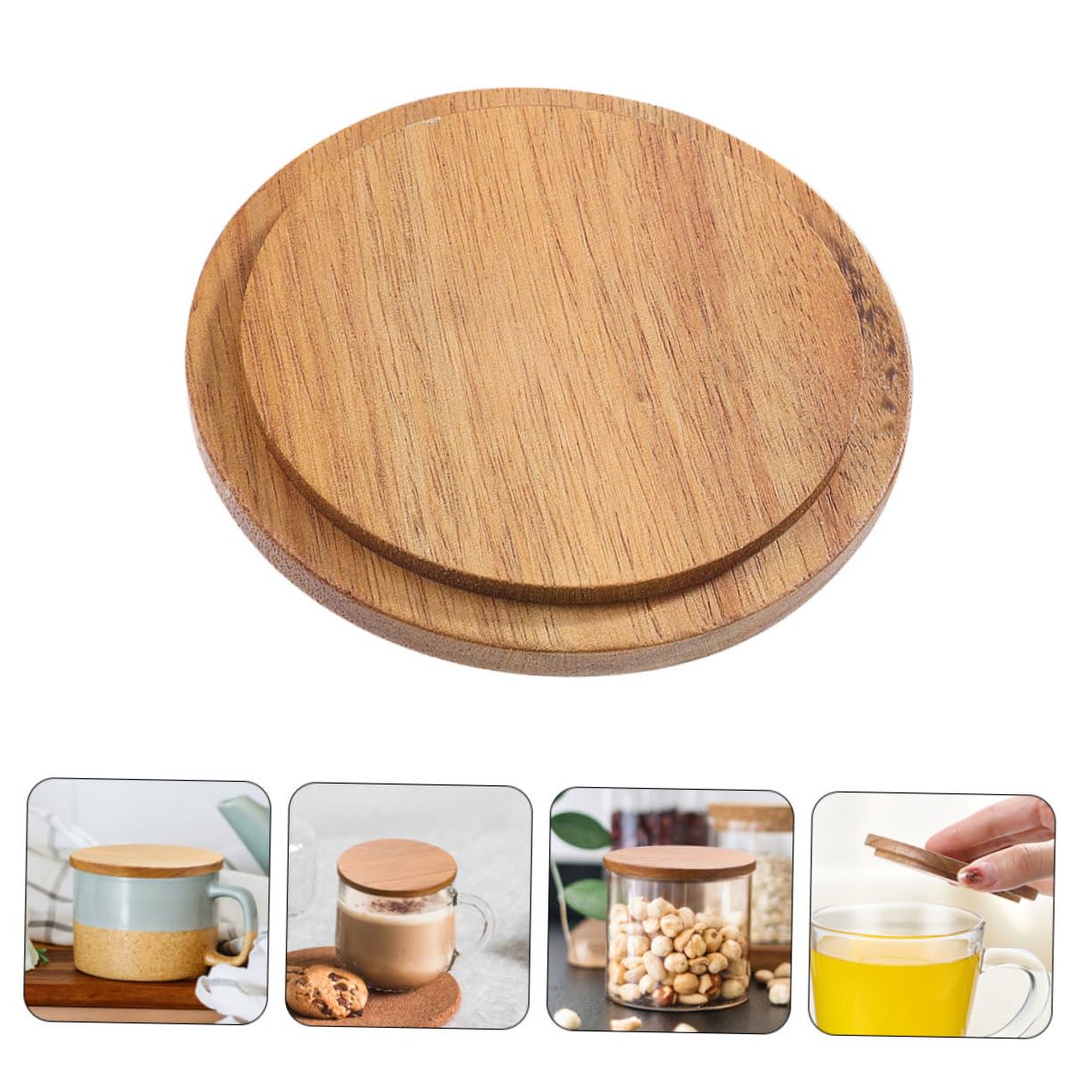 PRETYZOOM 5 Set Di Coperchi Di Ricambio Per Tazze Da Viaggio Con Coperchio in Legno Coperchi Per Tazze Da Caffè E Tè 4 Pezzi*5