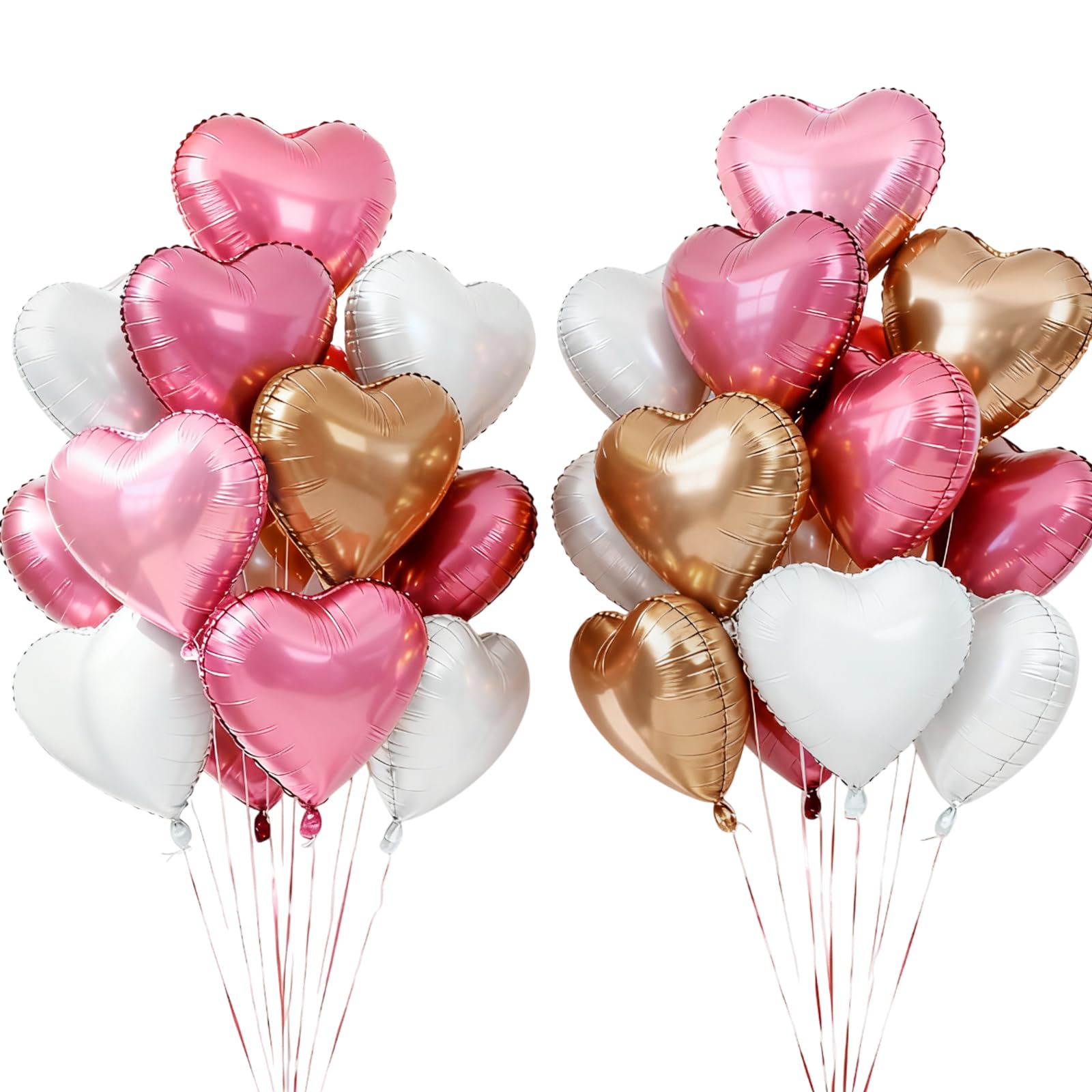 24 Pcs Heart Balloons 18 Inch, Foil Helium Balloons, Heart Shaped Pink, Suitable for Decorating Birthday Parties, Engagement Parties, Weddings, Valentine's Day and Other Festivals