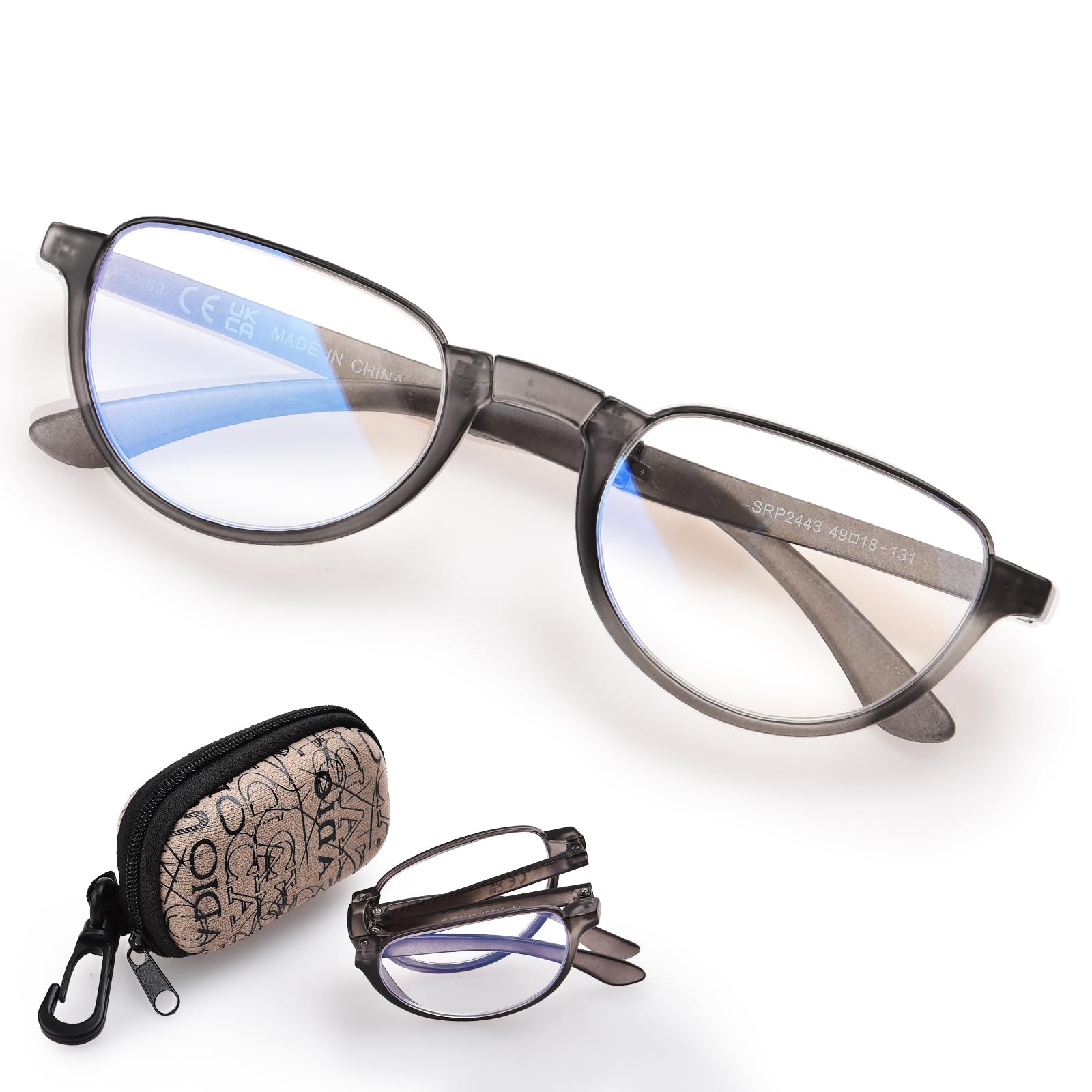 ZESAKER Folding Reading Glasses for Women Men Portable Blue Light Readers Compact Reading Eyeglasses with Zipper Case