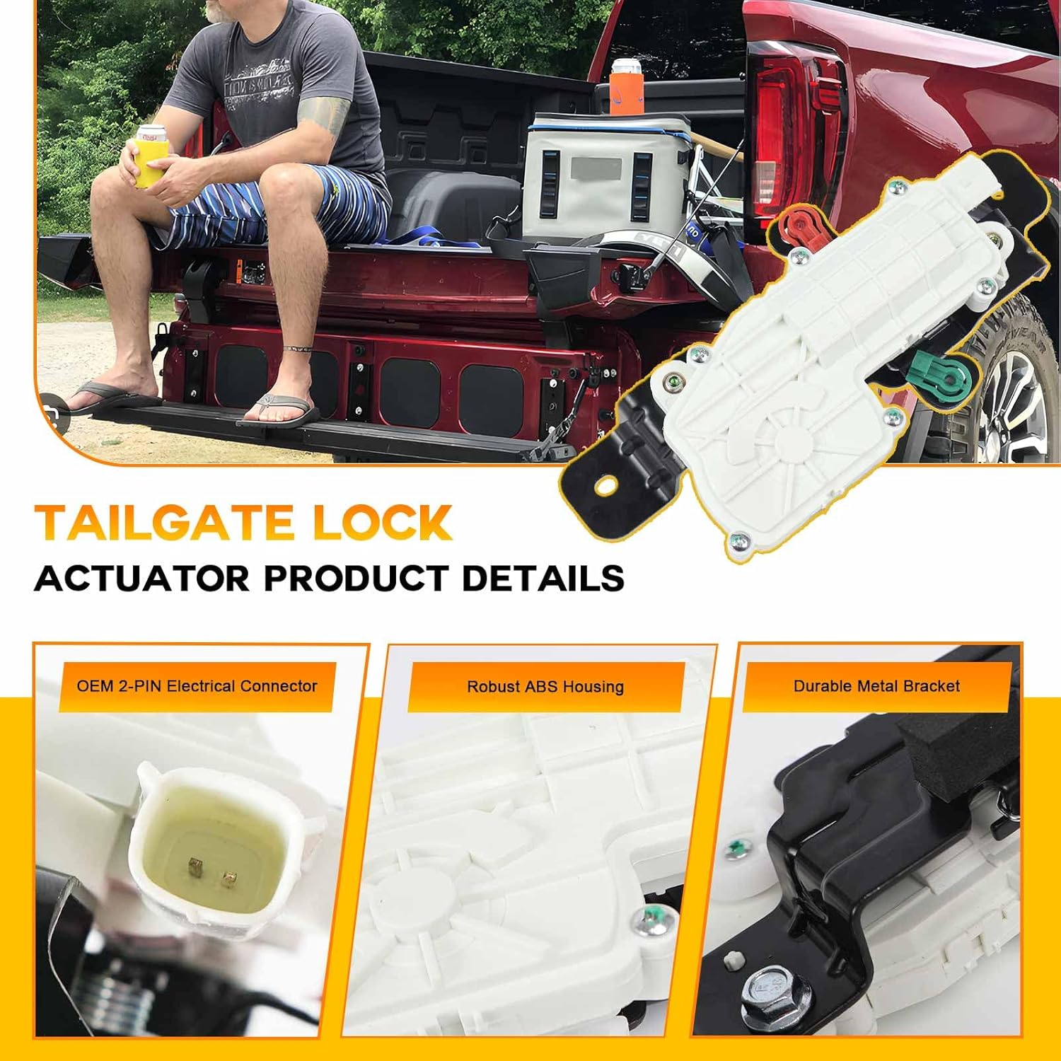 84873070 Pickup Box Tailgate Lock Actuator Fit for Chevrolet Silverado GMC Sierra 1500 2500HD 3500HD 2019-2021, Replace# 23388757