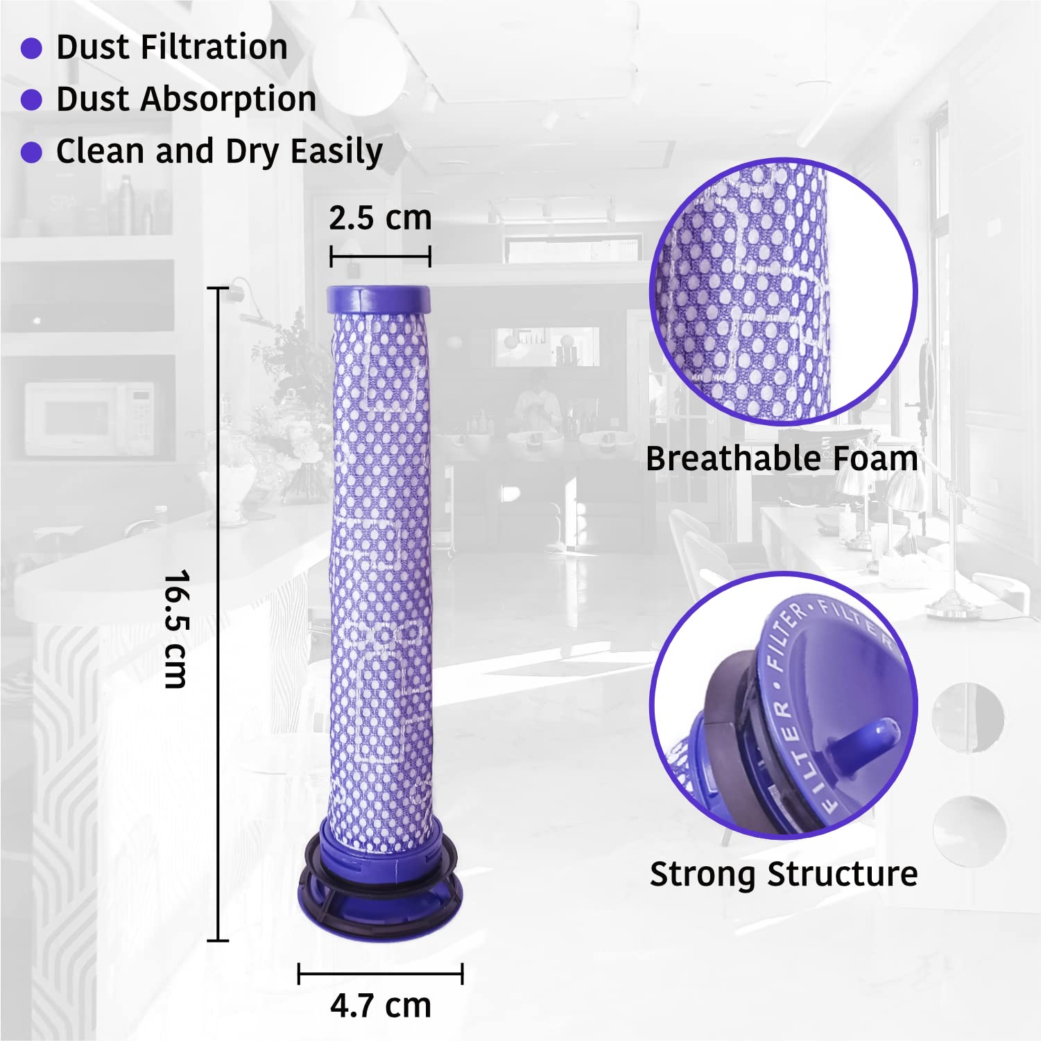 Zestaw filtrów wymiennych do odkurzacza Dyson V7, V8 Animal Absolute Motorhead, 3 filtry końcowe HEPA i 3 filtry wstępne, zastępuje części 965661-01 i 967478-01