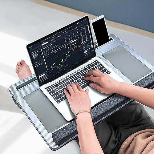 Miniatura 6 de Escritorio de regazo extra grande para laptop, escritorio portátil para oficina en casa con alfombrilla para mouse y reposamuñecas para