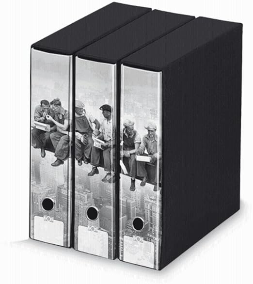 Set 5 Raccoglitori Ad Anelli - NEW YORK H31cm - Per Fogli A4 - Colorati E Riciclabili