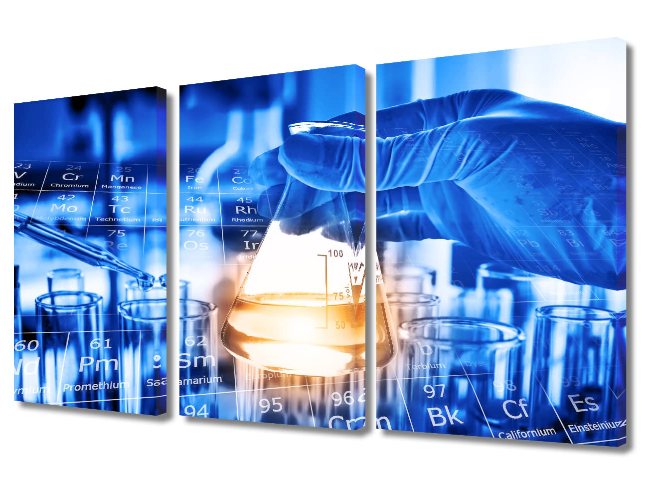 Clinical Laboratory Artwork Wall Decor 3 Piece Scientist Hand Holding Test Tubes Laboratory Research Pictures Wall Decor Living Room Medical Modern Artwork Print on Canvas Ready to Hang (36"Wx24"H)